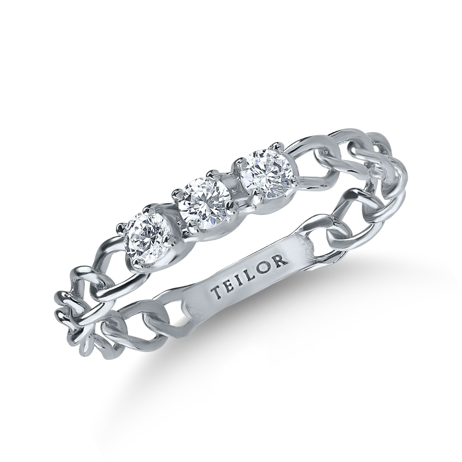 White gold braided ring with zirconia