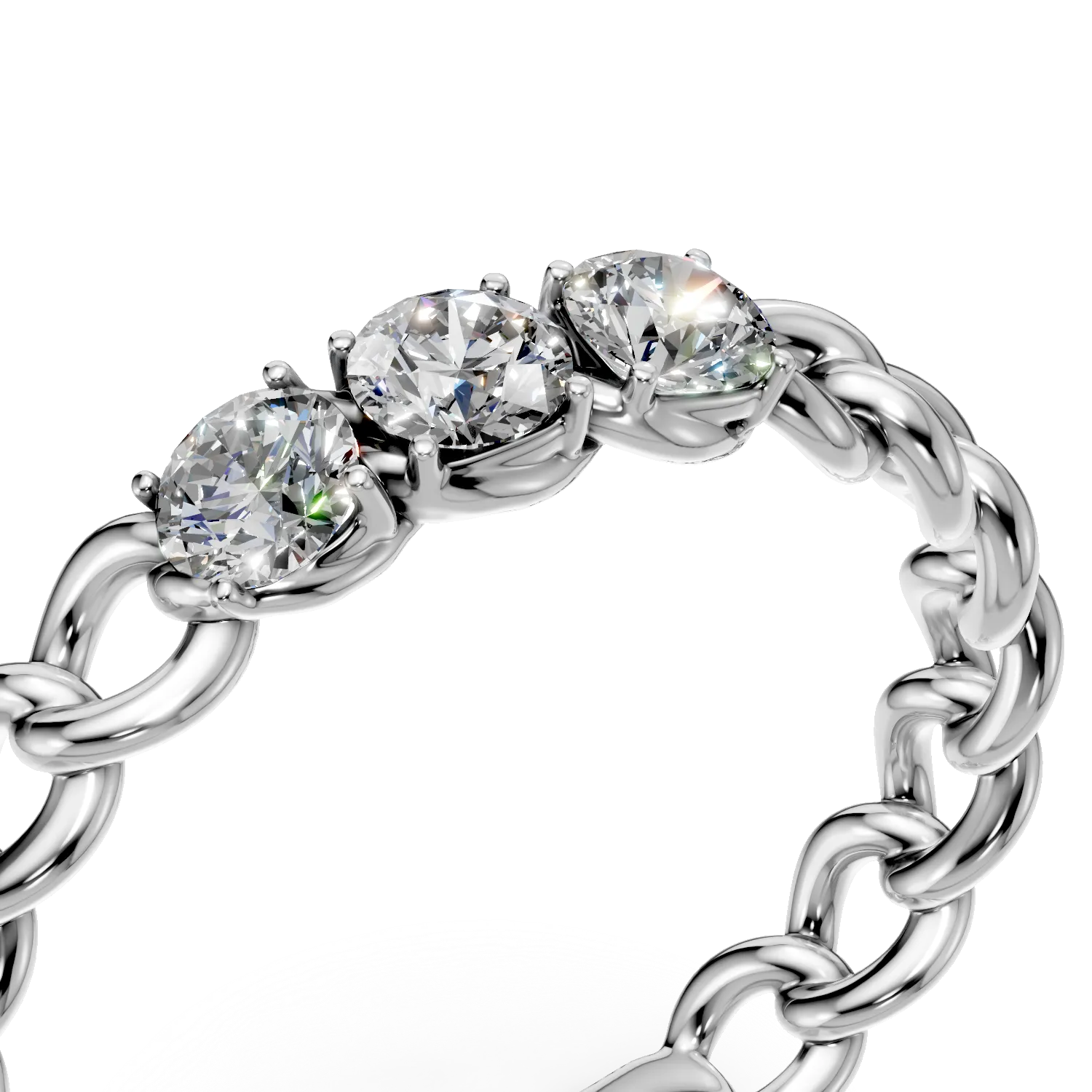 White gold braided ring with zirconia