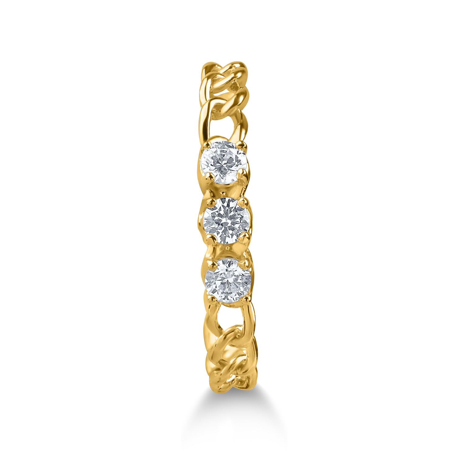 Yellow gold braided ring with zirconia