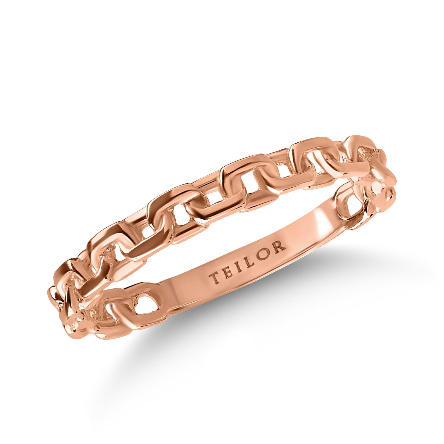Плетен пръстен от розово злато