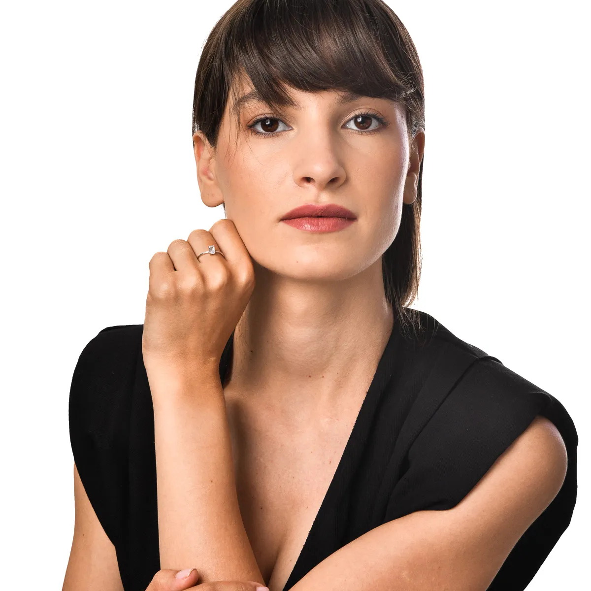 Inel de logodna din aur alb cu zirconia solitaire