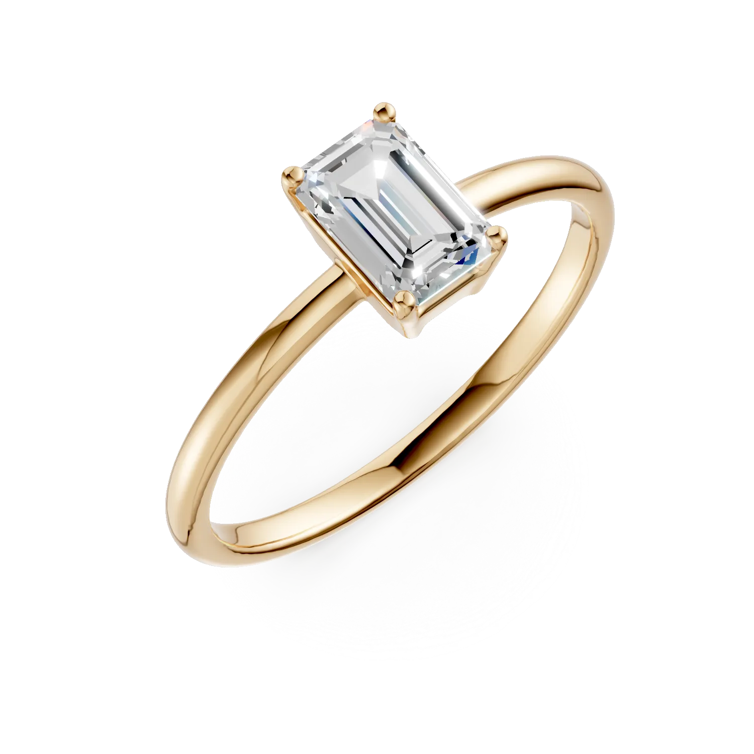 Yellow gold engagement ring with solitaire zirconia