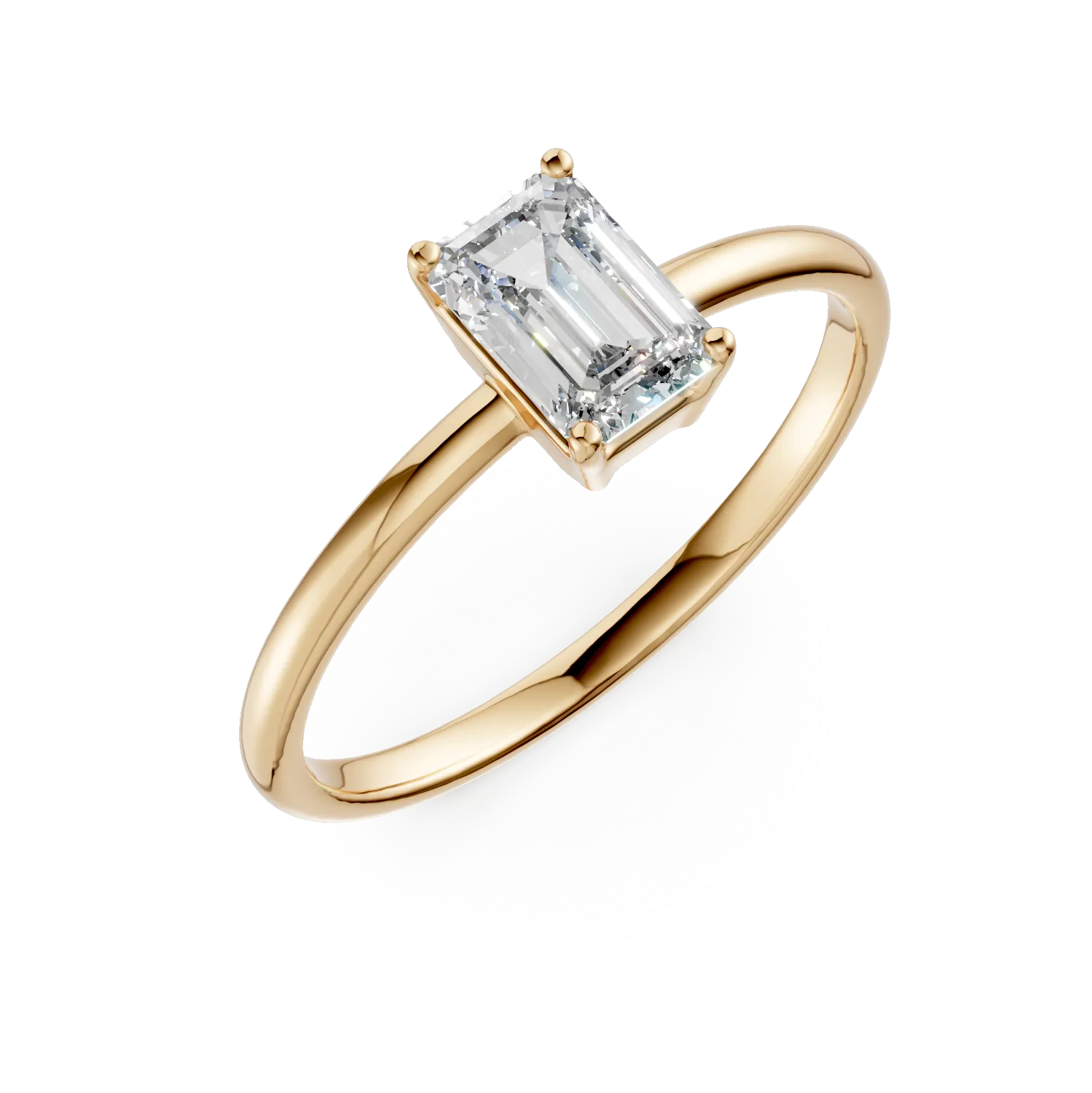 Yellow gold engagement ring with solitaire zirconia