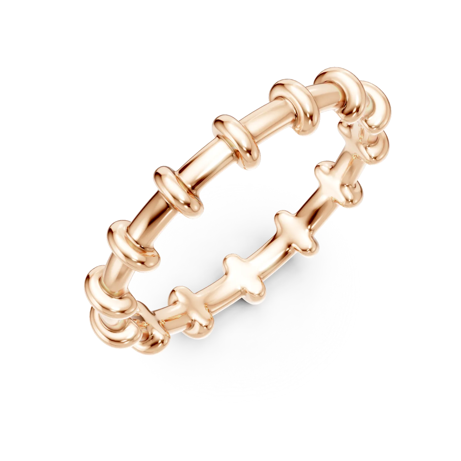 Inel cu bilute din aur roz