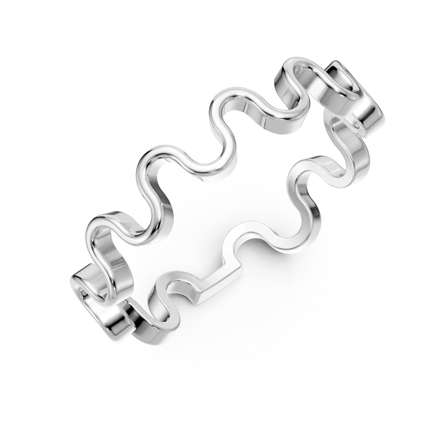 Inel ondulat din aur alb