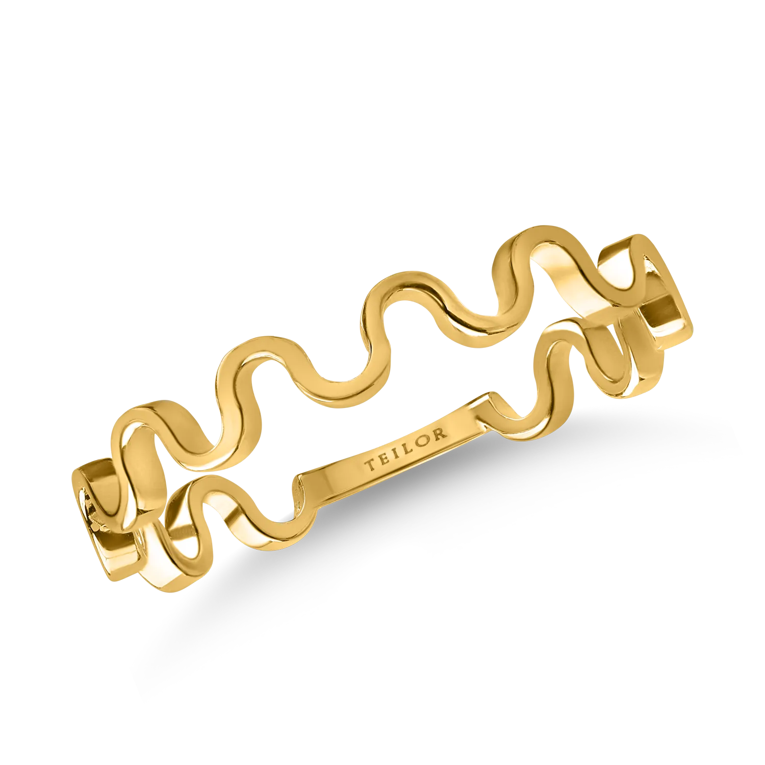 Вълнообразен пръстен от жълто злато