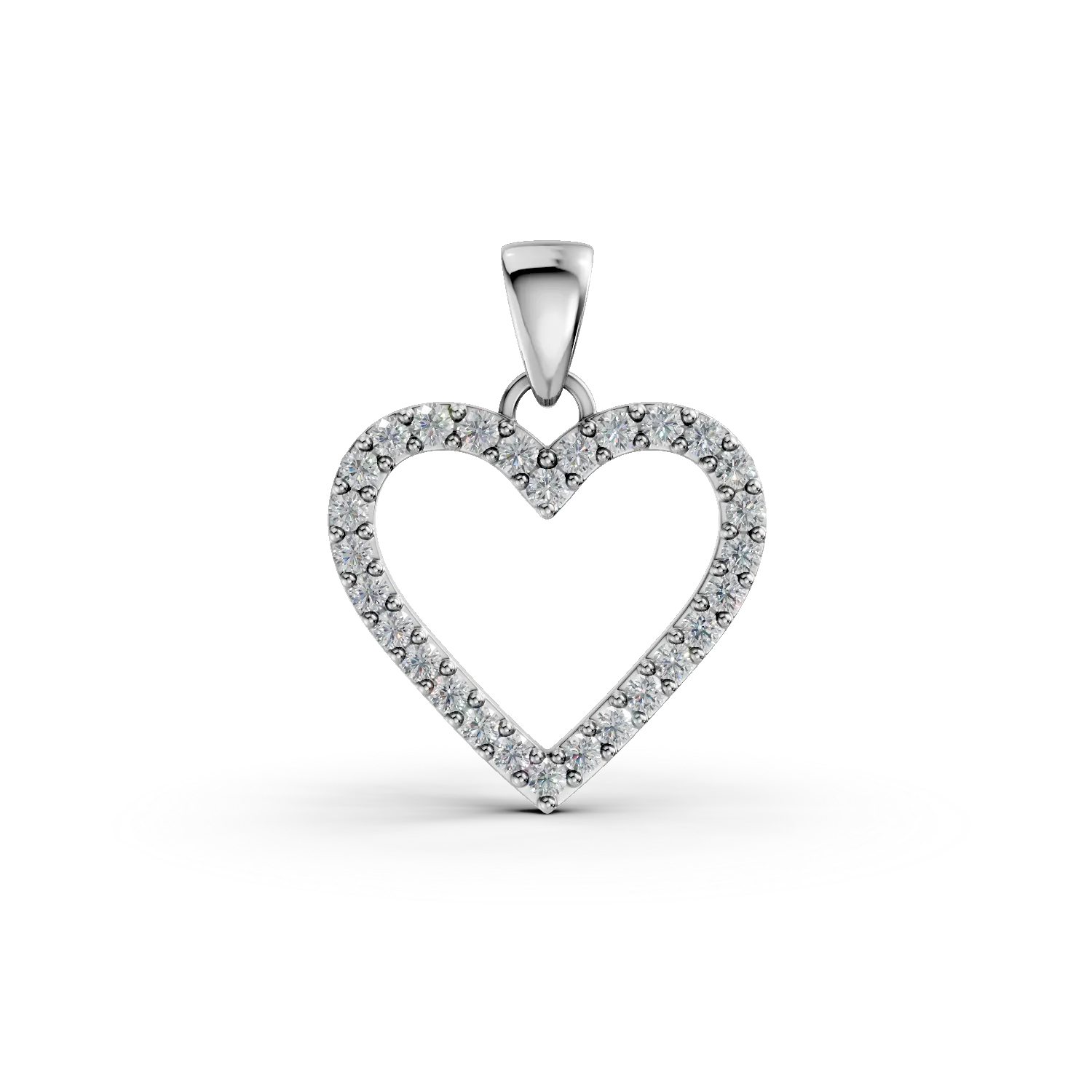 Pandantiv inima din aur alb cu zirconii