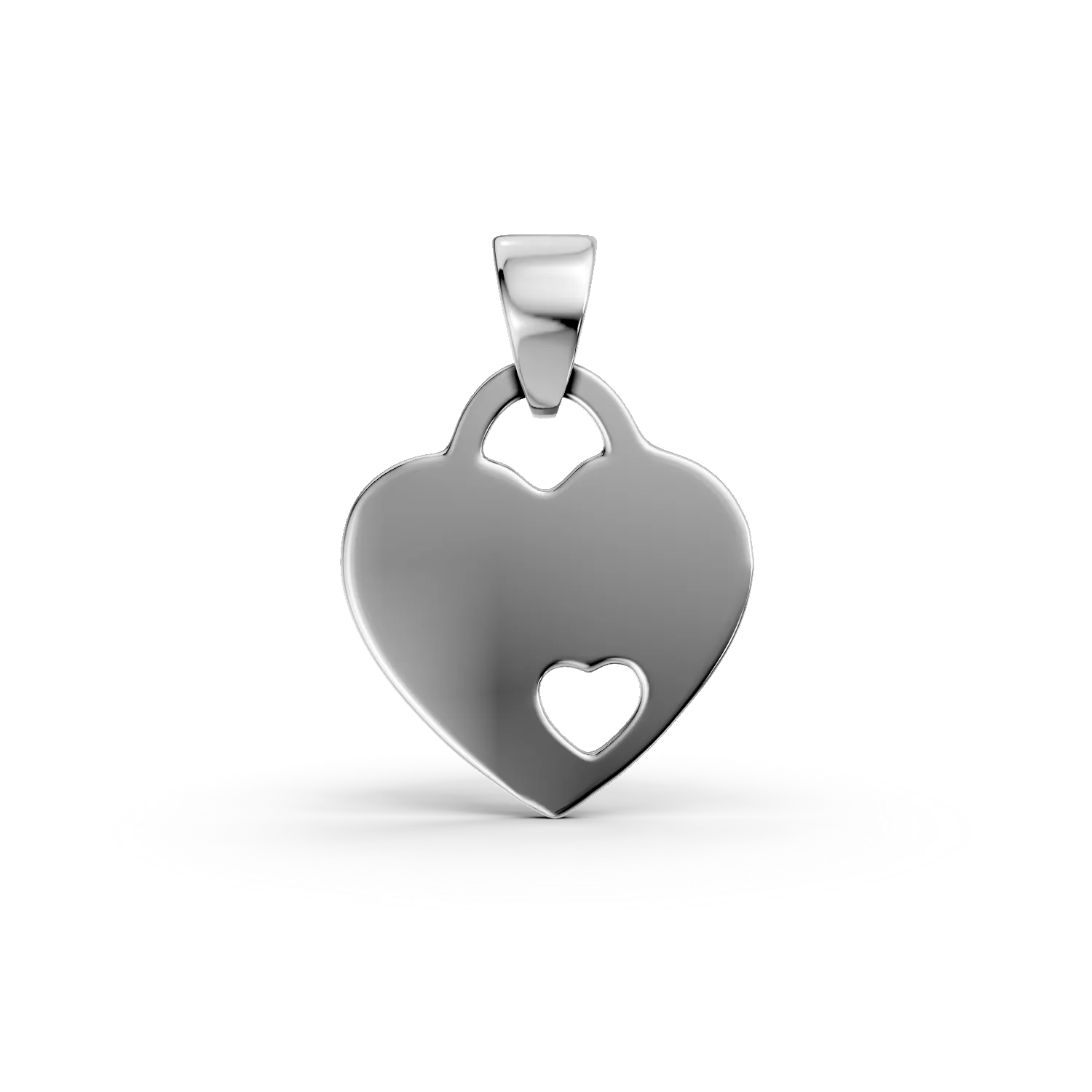 Pandantiv inima din aur alb