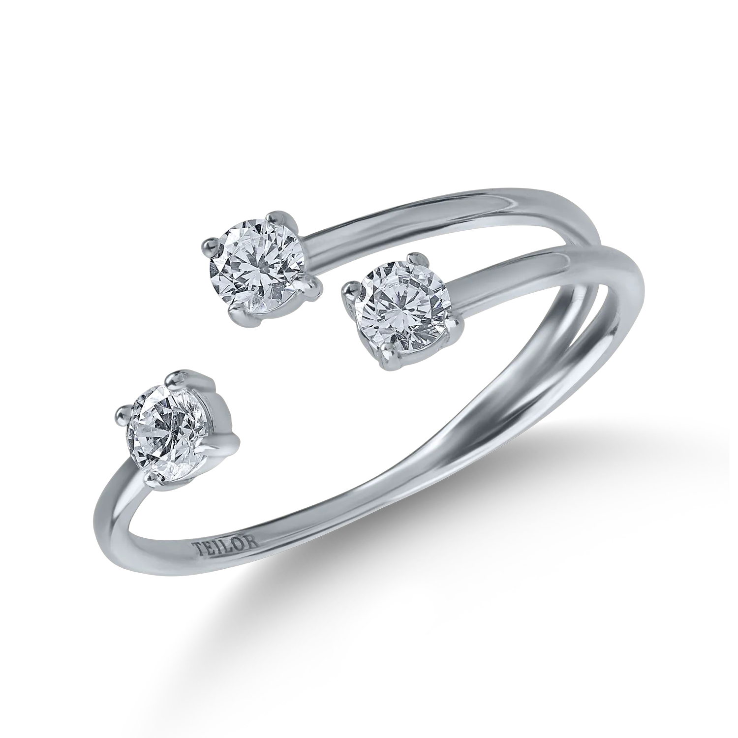 White gold open ring with zirconia