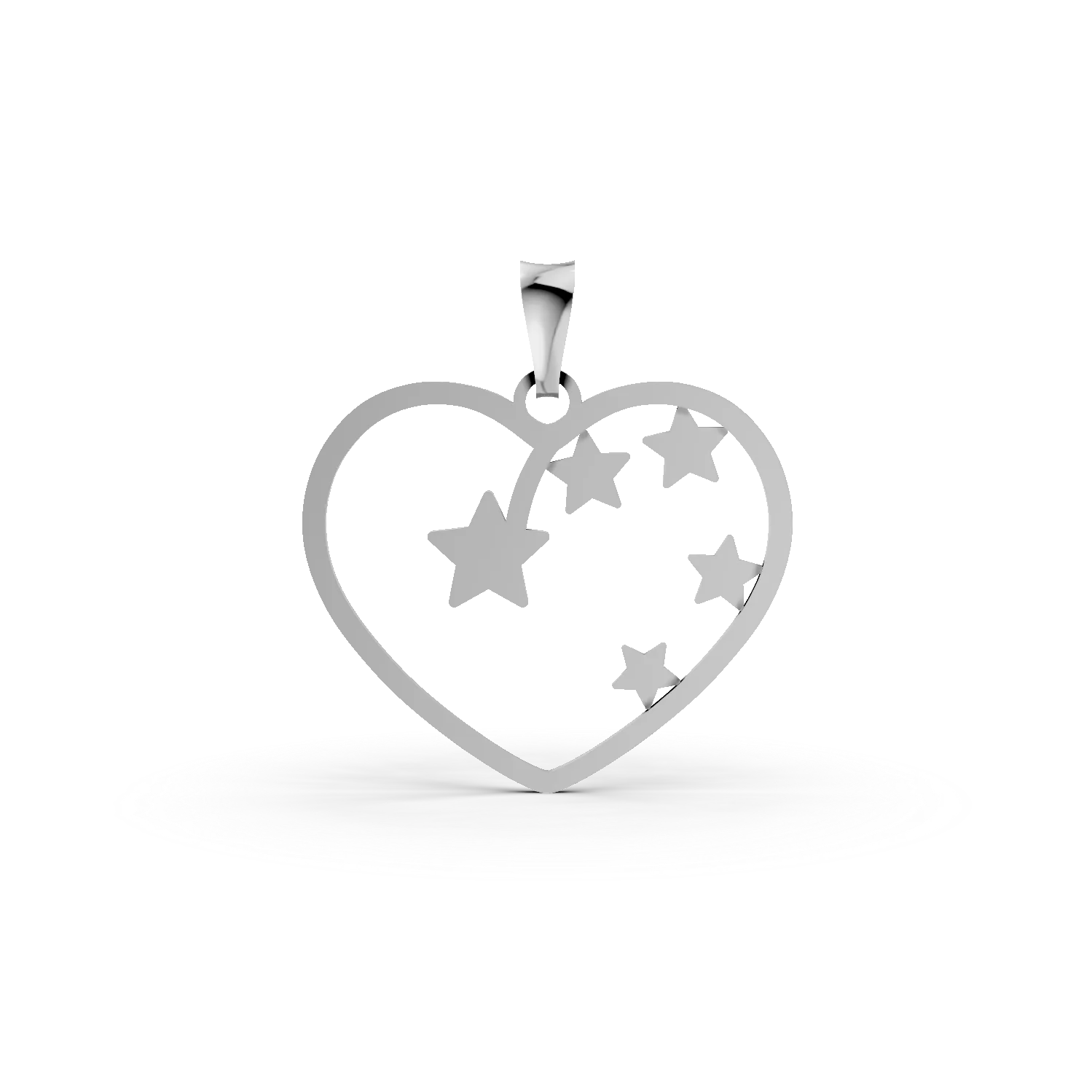 Pandantiv inima si stele din aur alb