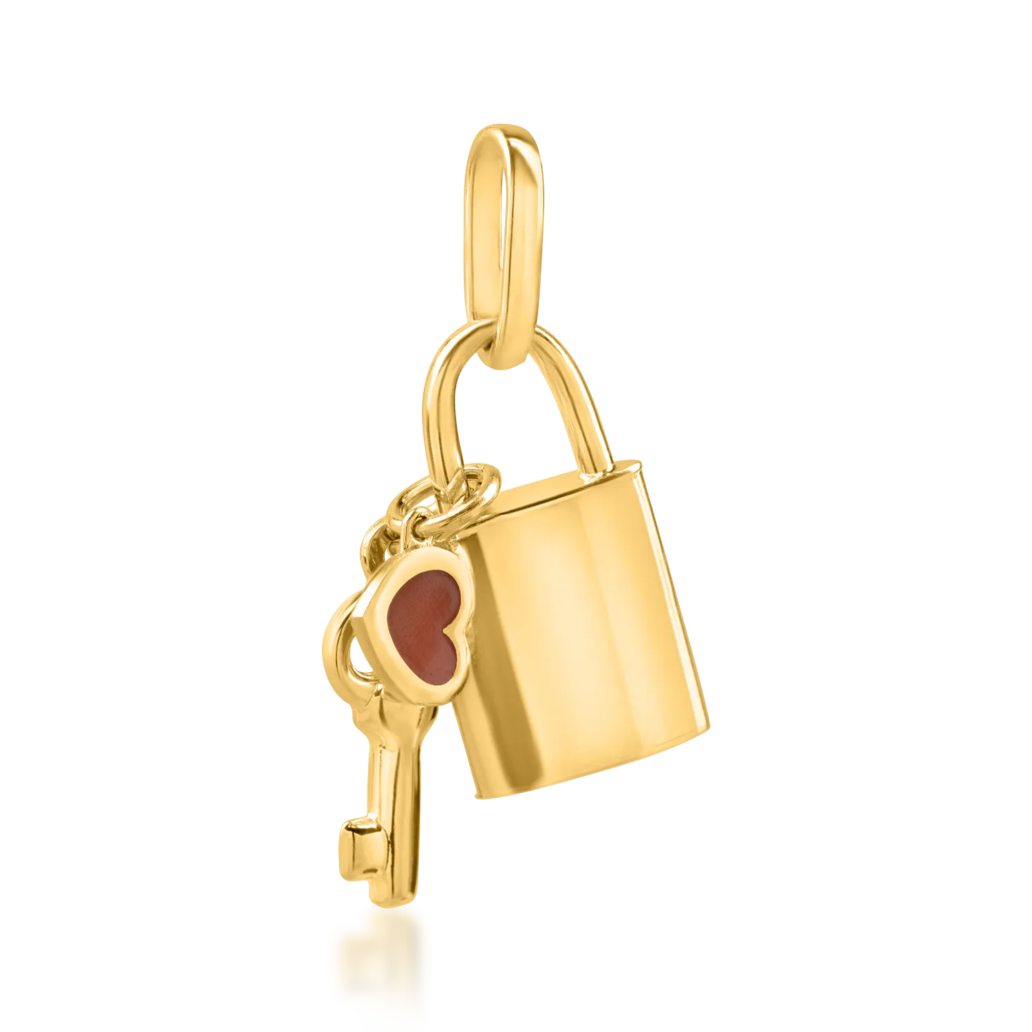 Yellow gold locker and key pendant