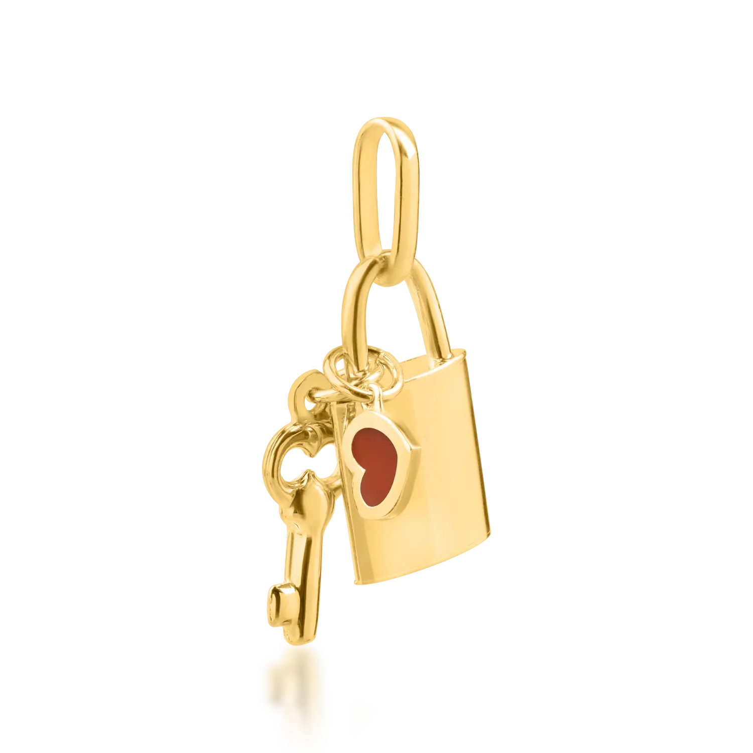 Yellow gold locker and key pendant