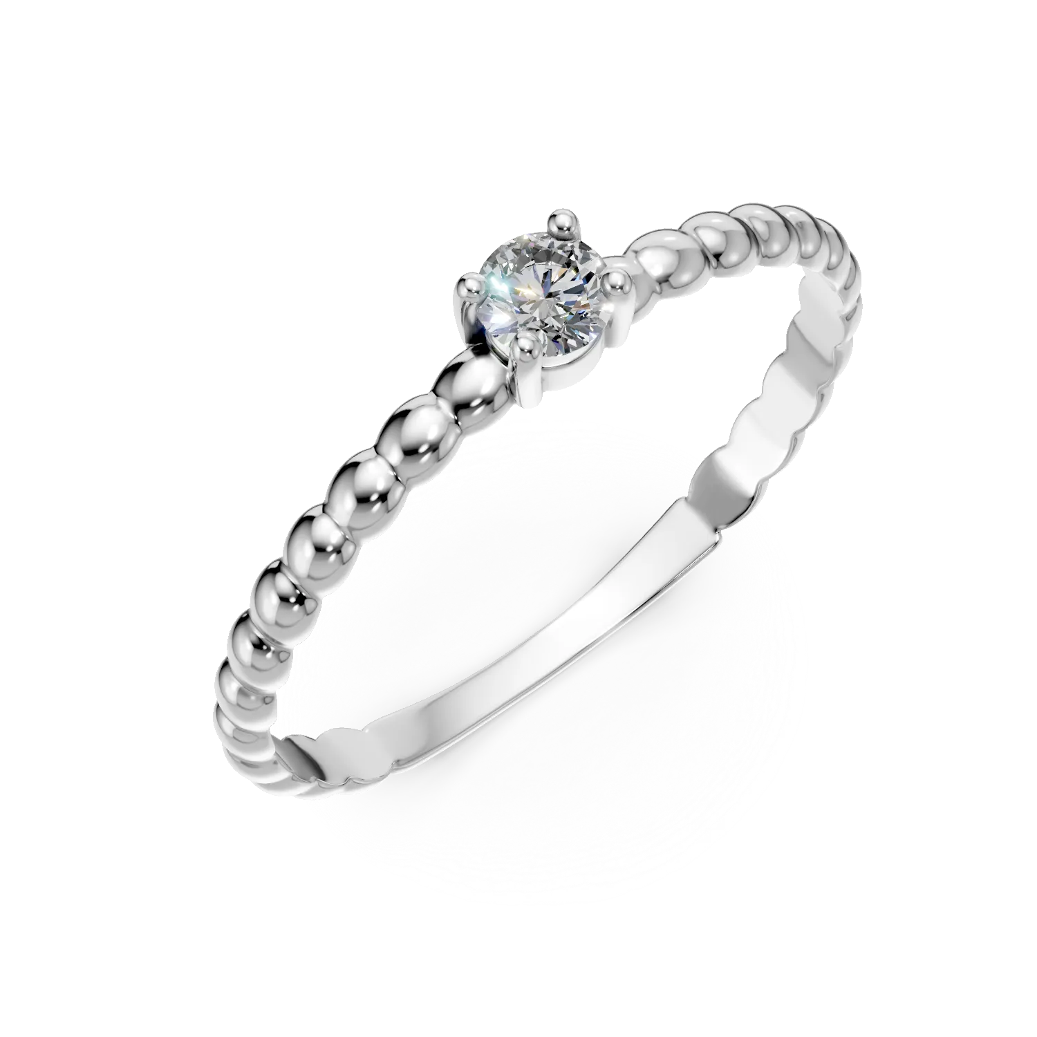 Inel din aur alb cu zirconia solitaire