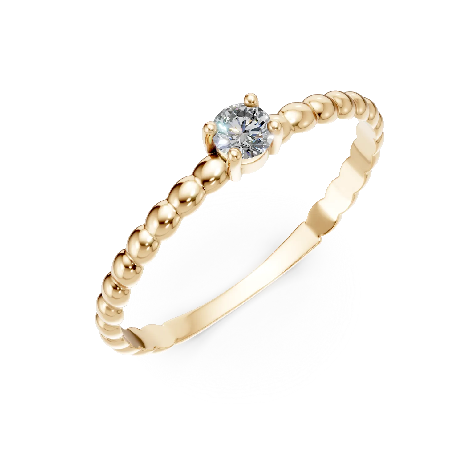 Yellow gold ring with solitaire zirconia