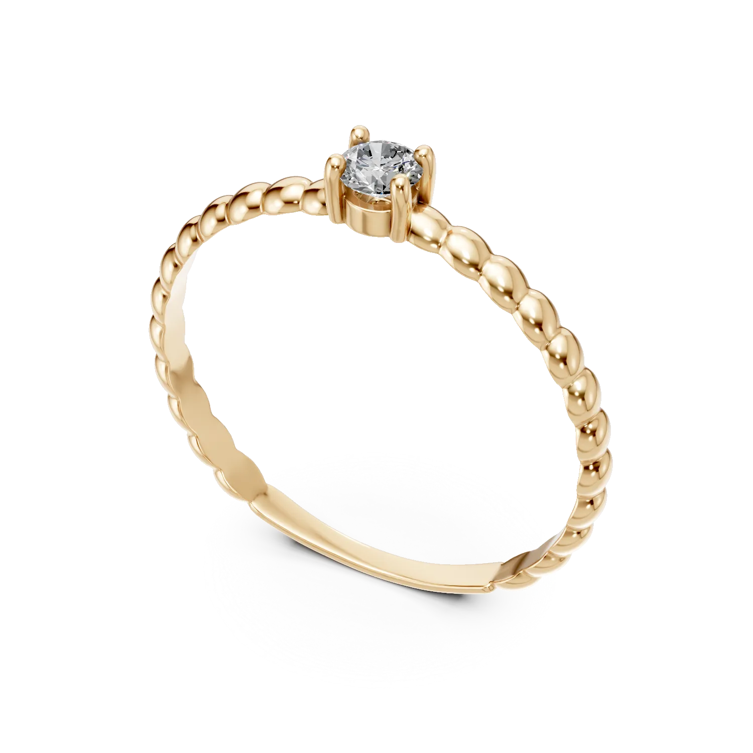 Yellow gold ring with solitaire zirconia