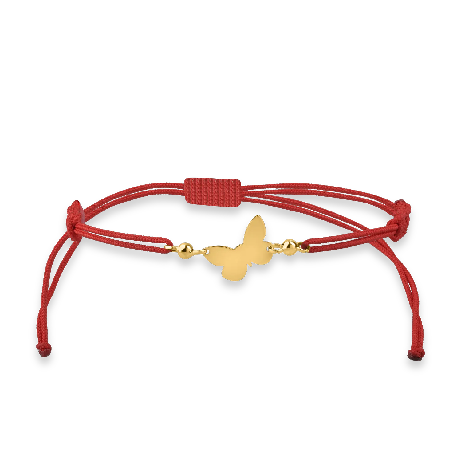 Yellow gold bracelet with string and butterfly pendant-172337