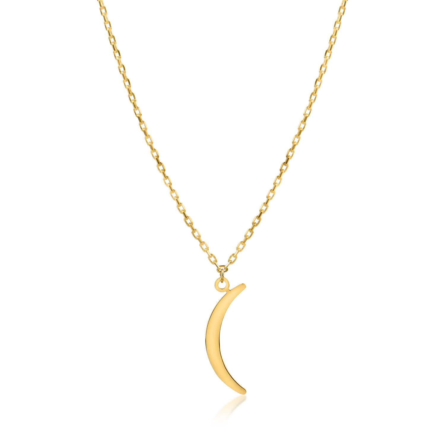 Yellow gold half-moon pendant necklace