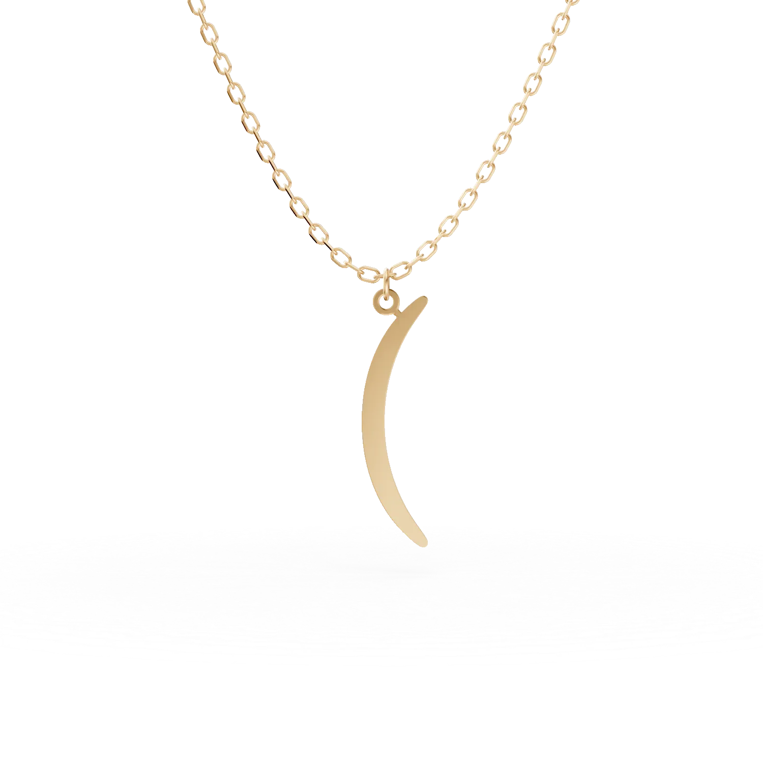 Yellow gold half-moon pendant necklace