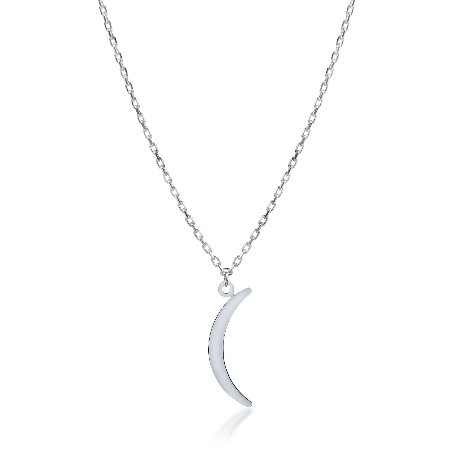 White gold half-moon pendant necklace