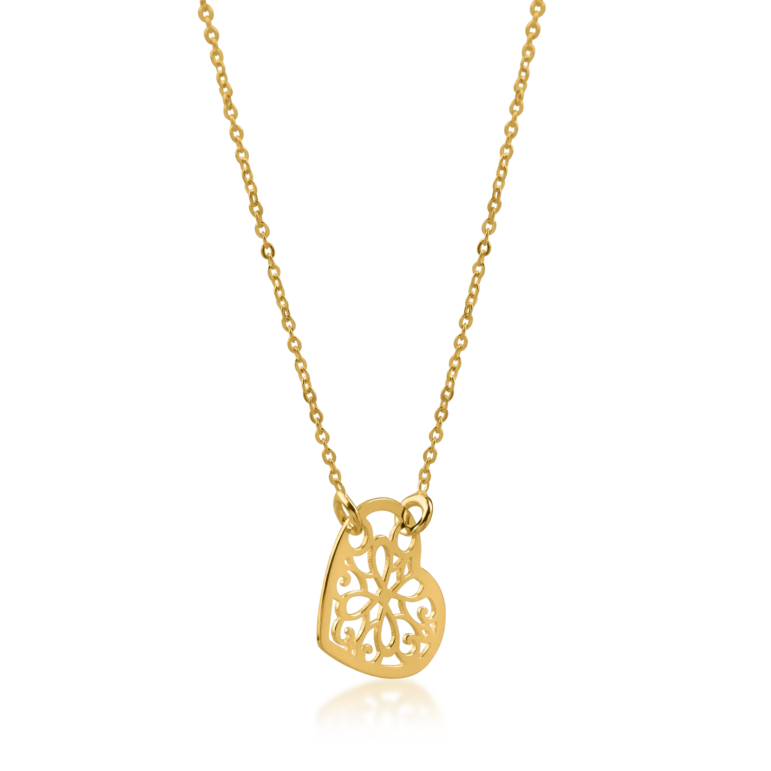 Yellow gold heart pendant necklace