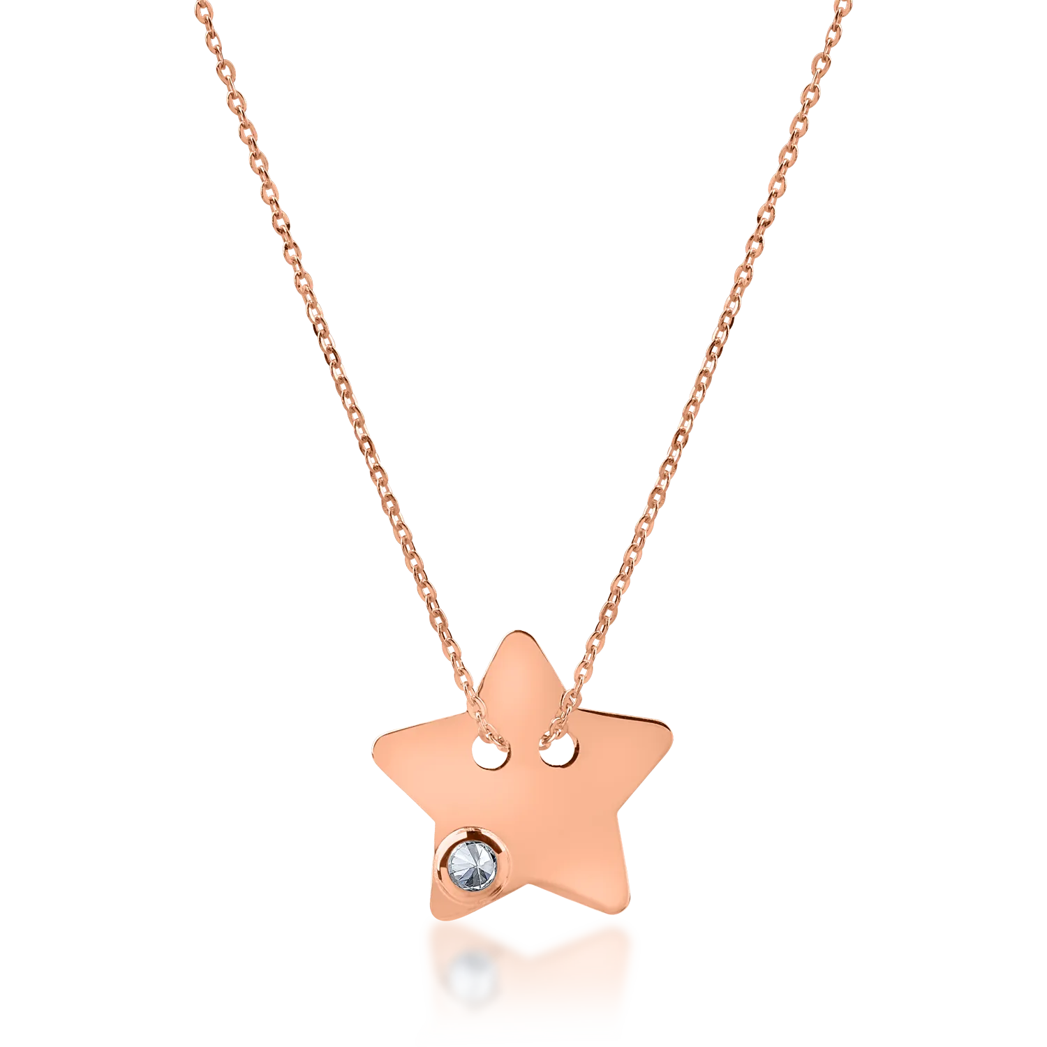Rose gold star pendant necklace with zirconia