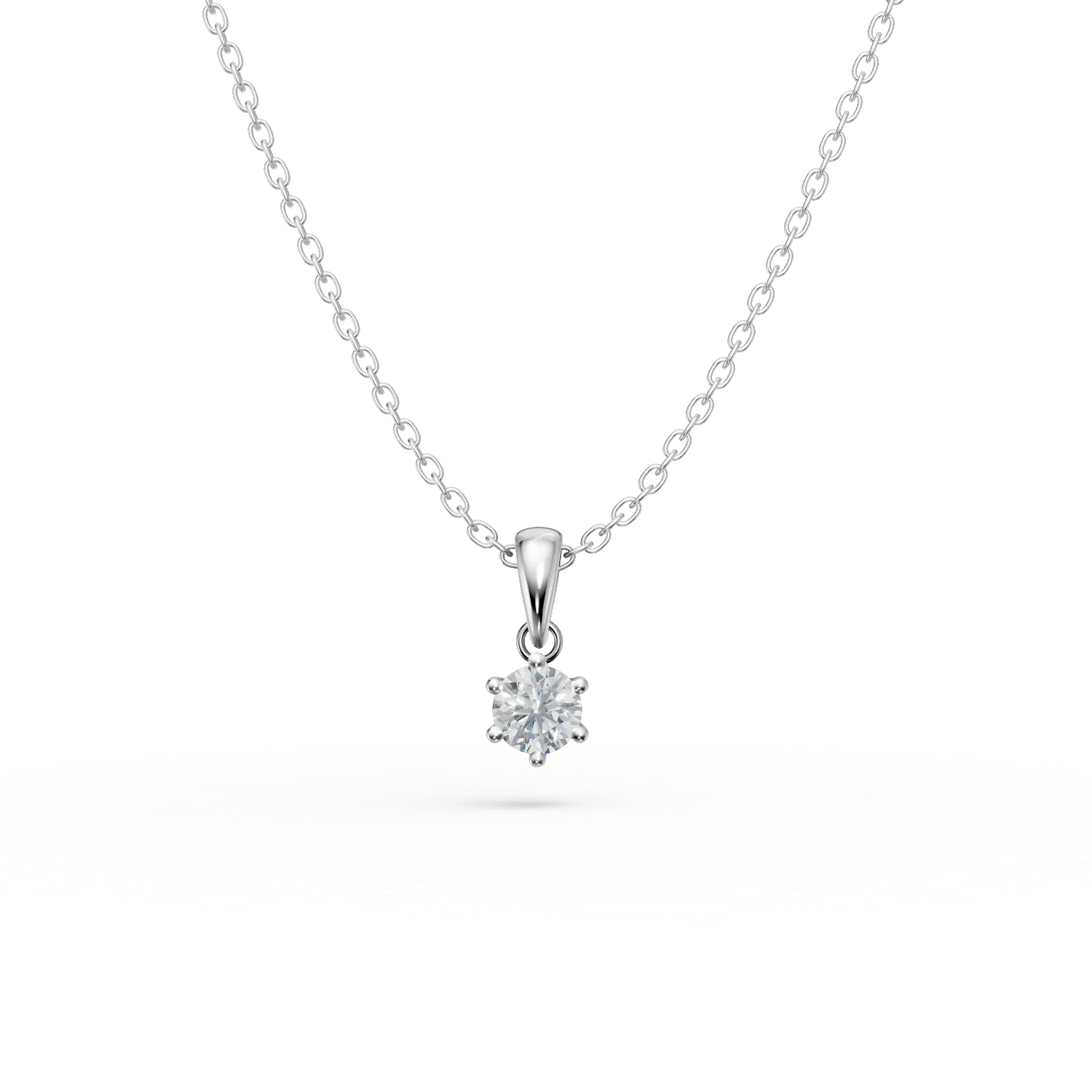 Teilor Lant cu pandantiv din aur alb cu diamant solitaire de 0.3ct