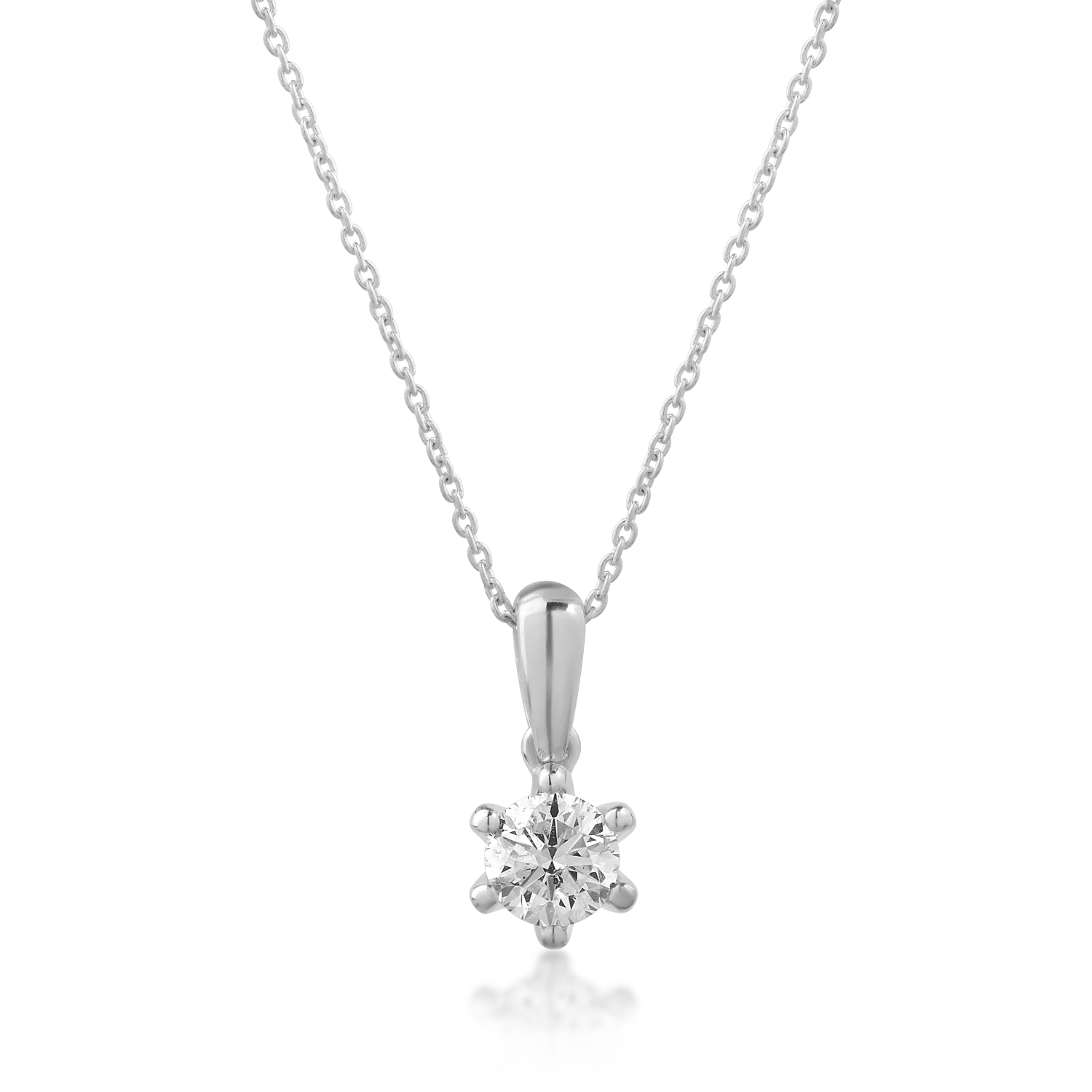Lant cu pandantiv din aur alb cu diamant solitaire de 0.3ct