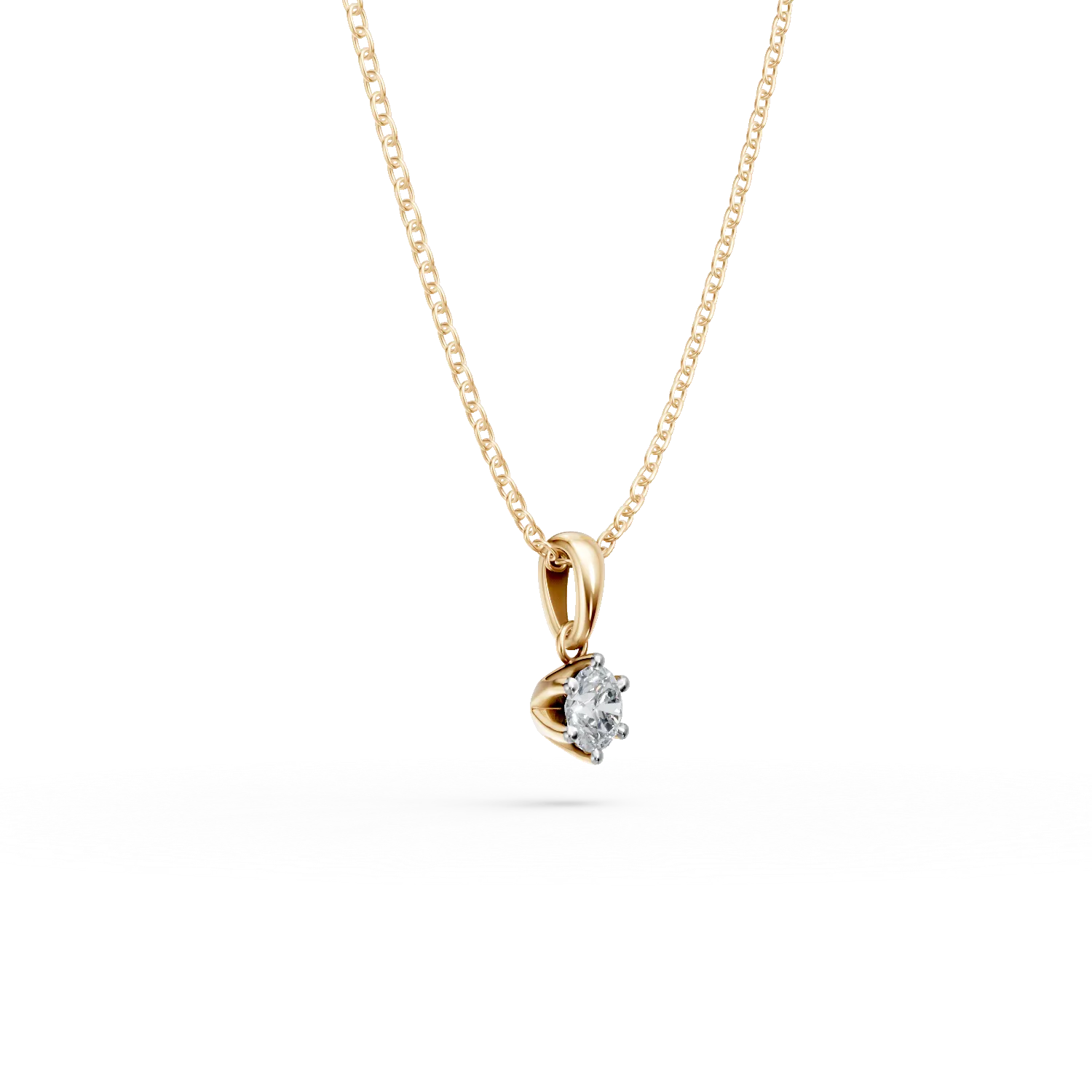 Lant cu pandantiv din aur galben cu diamant de 0.3ct