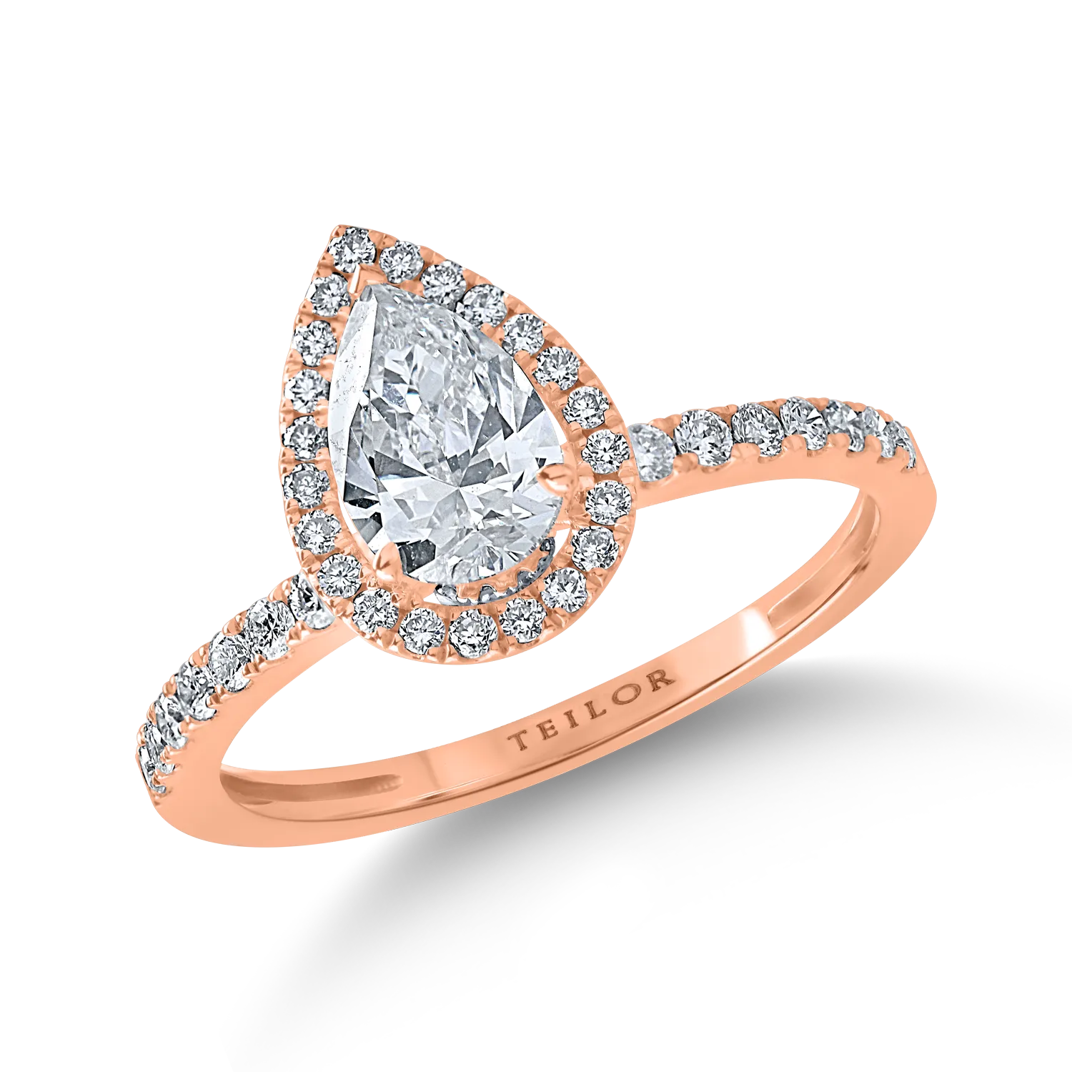 Rose gold engagement ring with 0.8ct diamond and 0.3ct diamonds