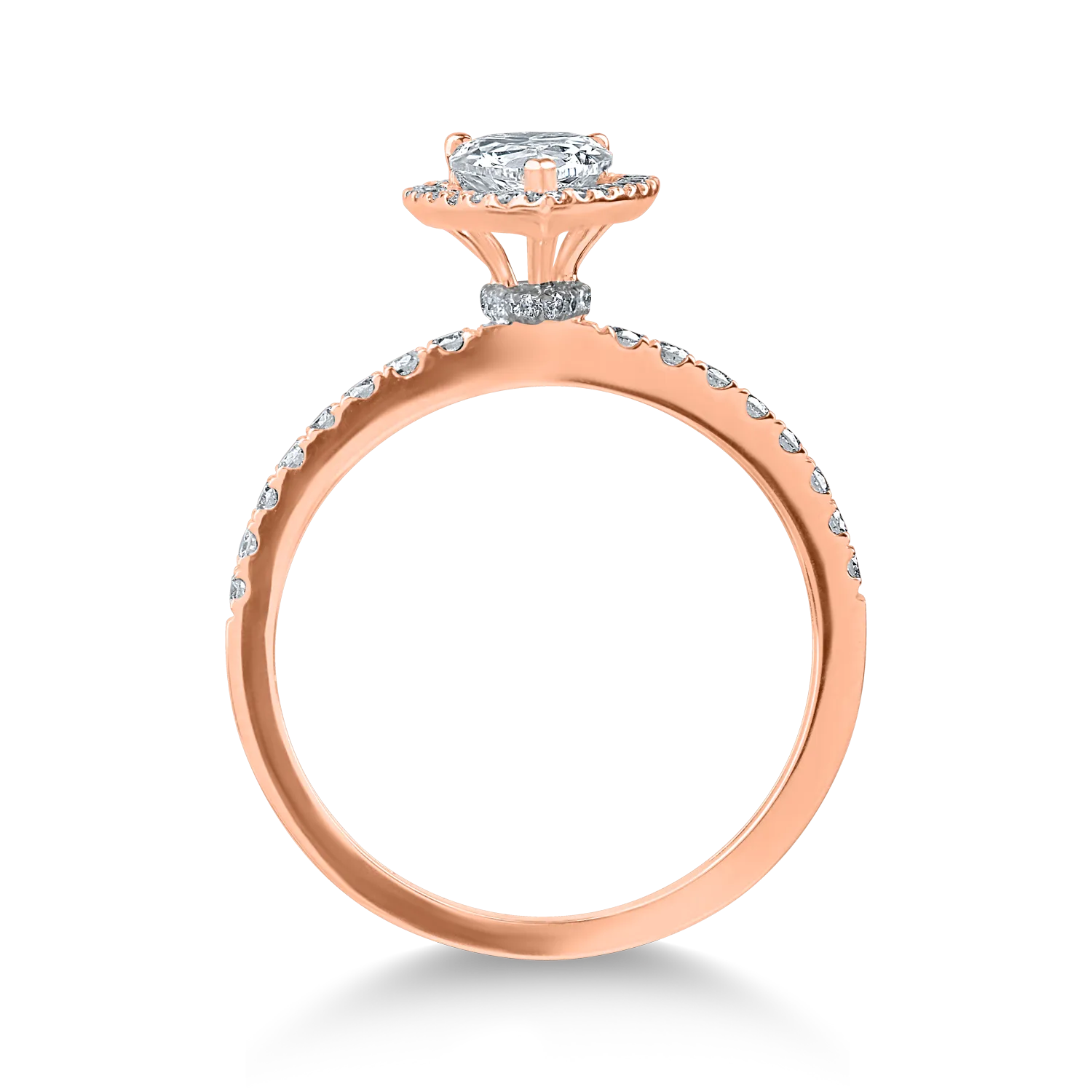 Годежен пръстен от розово злато с 0.8ct диамант и 0.3ct диаманти