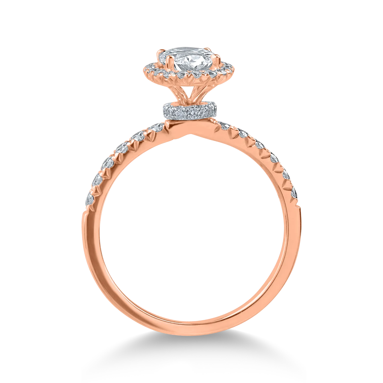 Inel de logodna din aur roz cu diamant de 0.7ct si diamante de 0.4ct