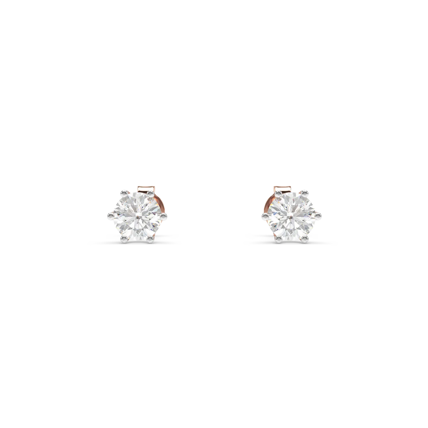 Cercei din aur roz cu diamante solitaire de 0.4ct