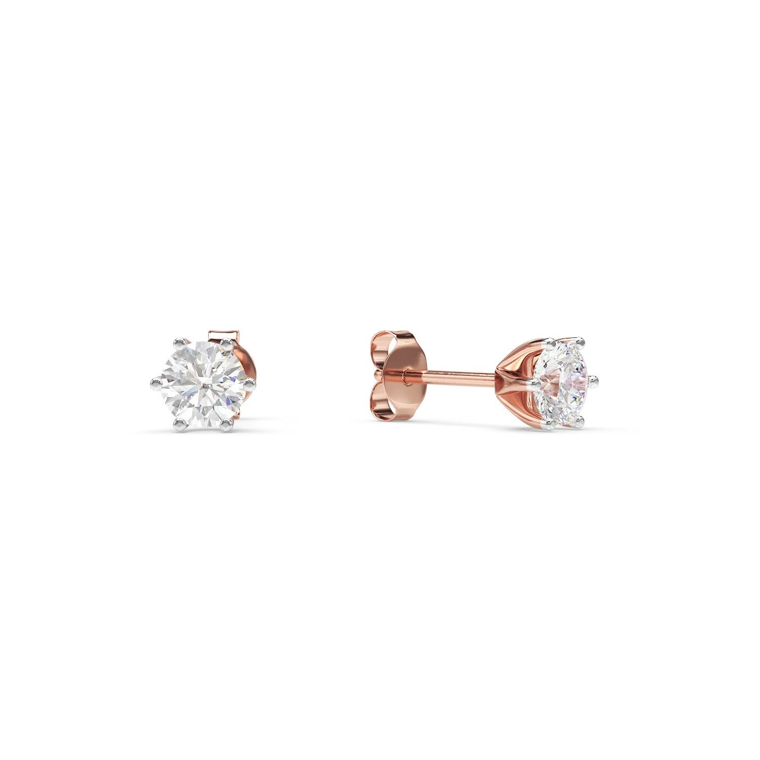 Обеци от розово злато с диаманти пасианс 0.4кт