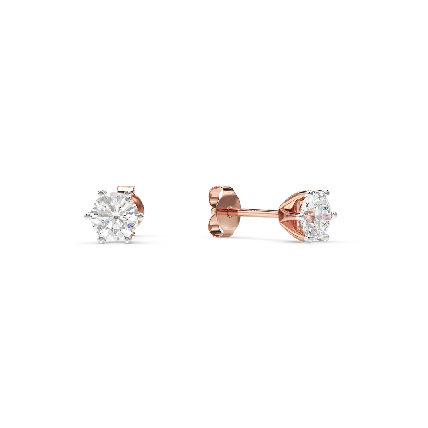 Teilor Cercei din aur roz cu diamante solitaire de 0.4ct