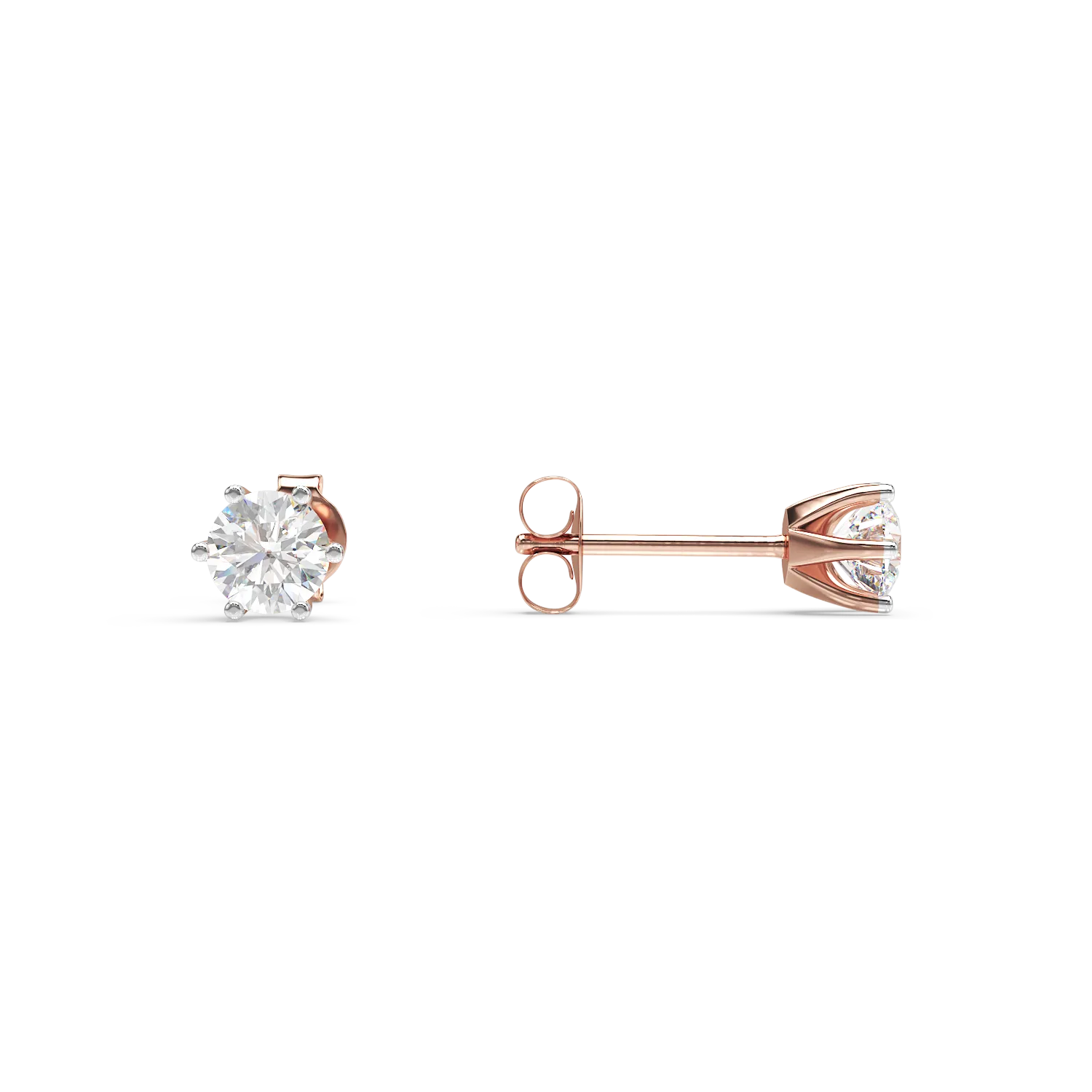 Cercei din aur roz cu diamante solitaire de 0.4ct