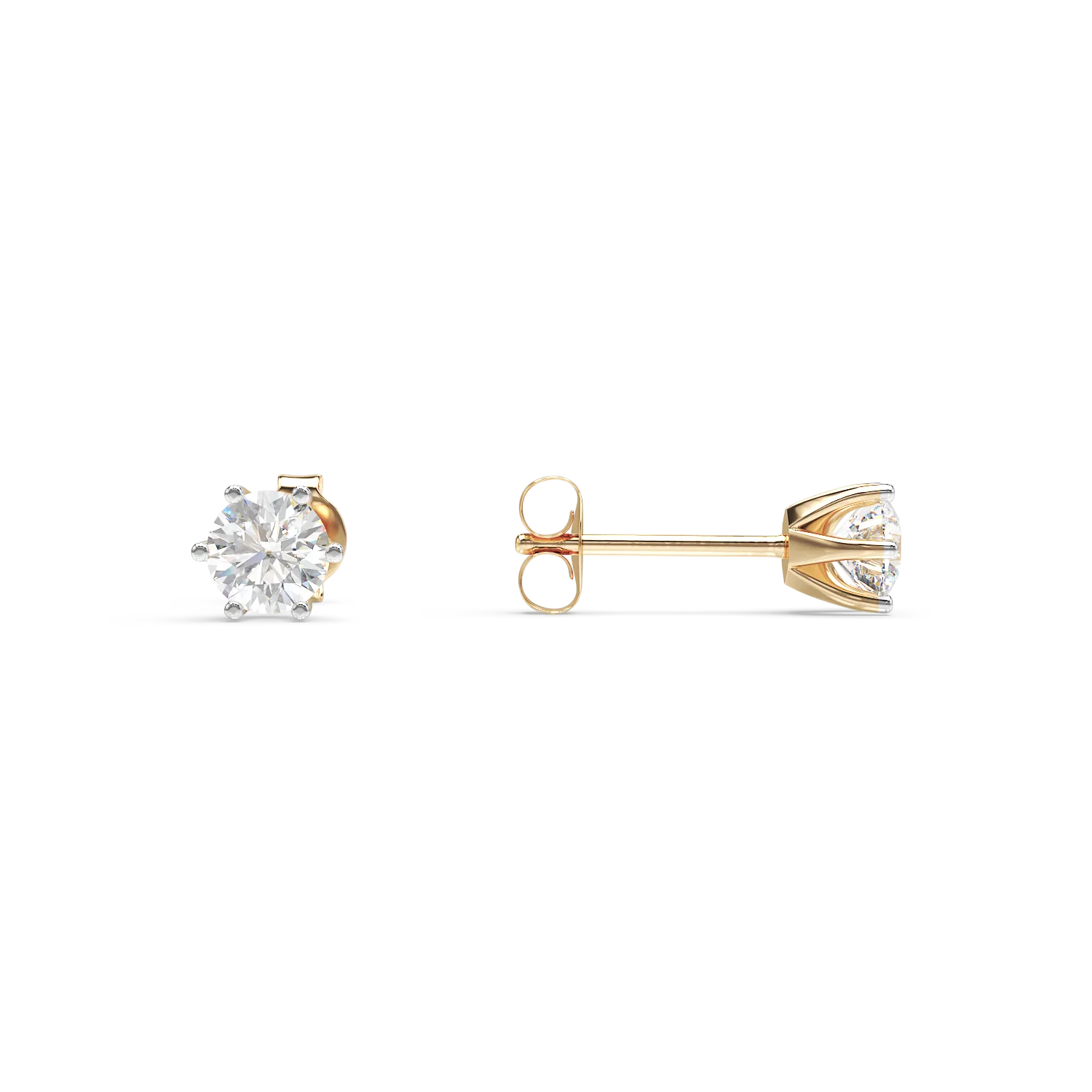 Yellow gold earrings with 0.4ct solitaire diamonds