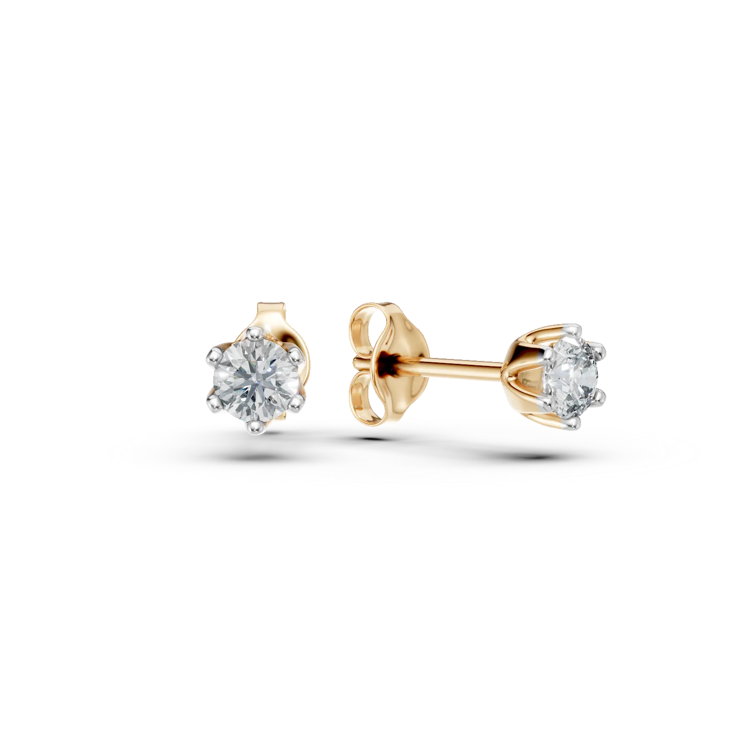 Cercei din aur galben cu diamante solitaire de 0.4ct