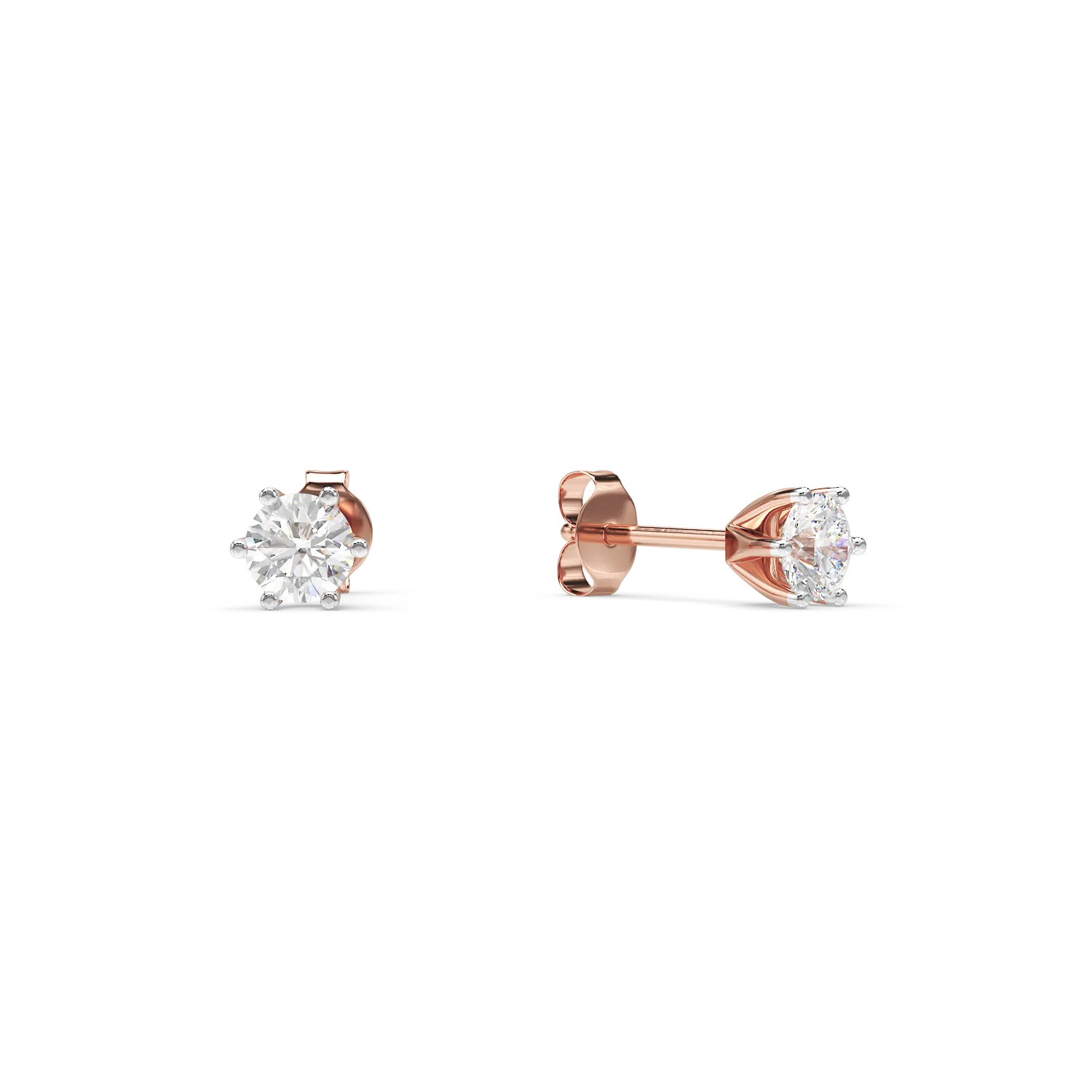 Rose gold earrings with 0.3ct solitaire diamonds