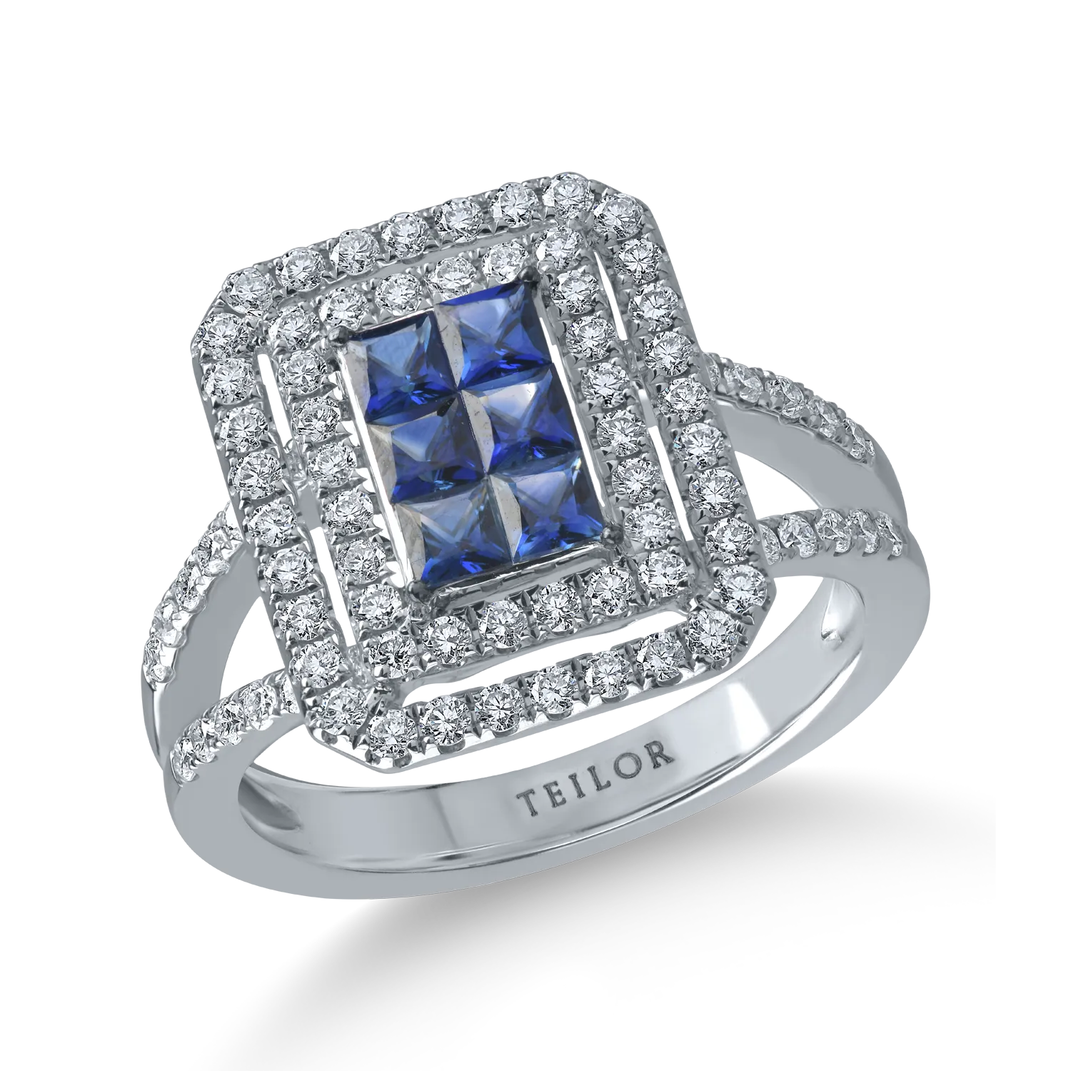 White gold ring with 0.5ct sapphires and 0.7ct diamonds