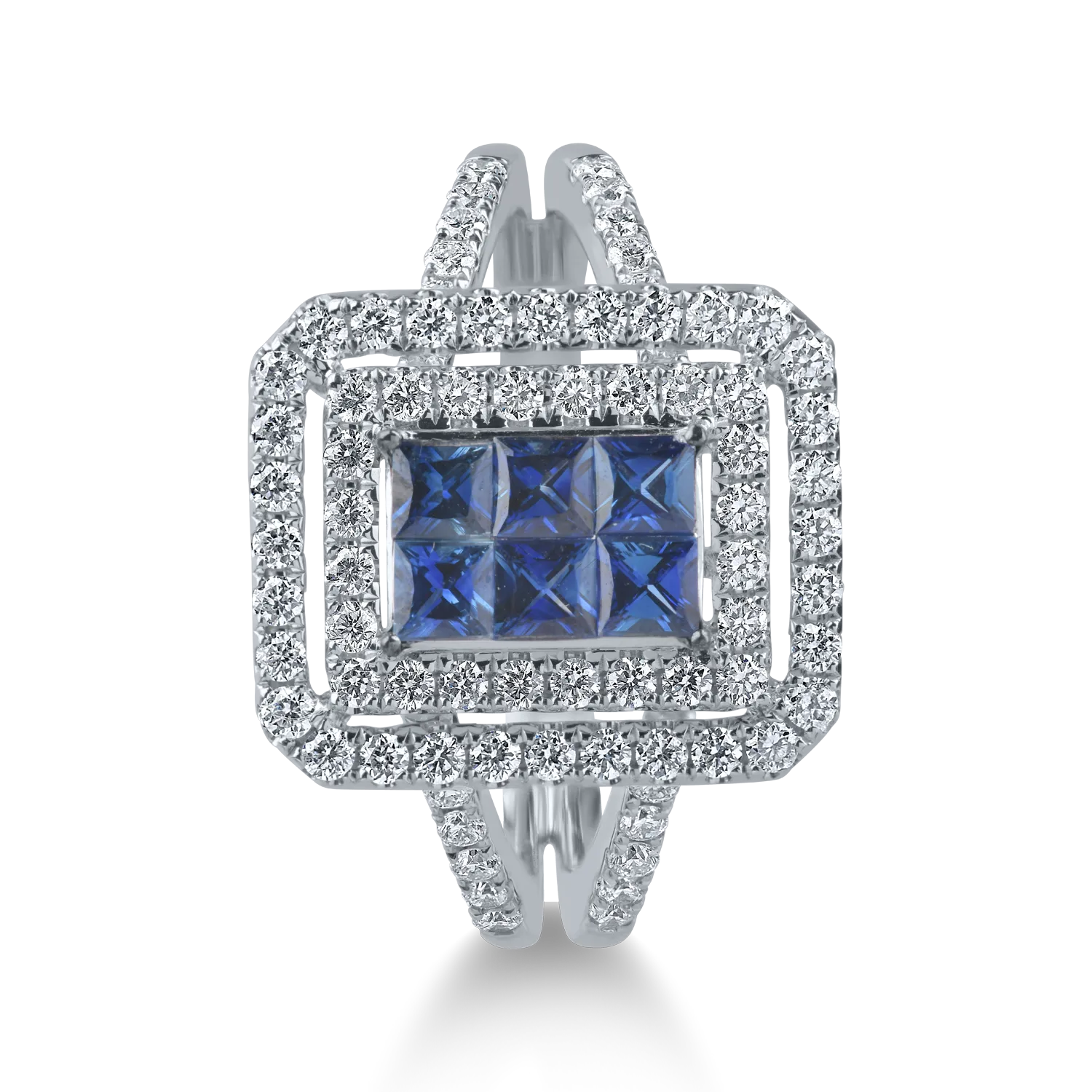 Inel din aur alb cu safire de 0.5ct si diamante de 0.7ct