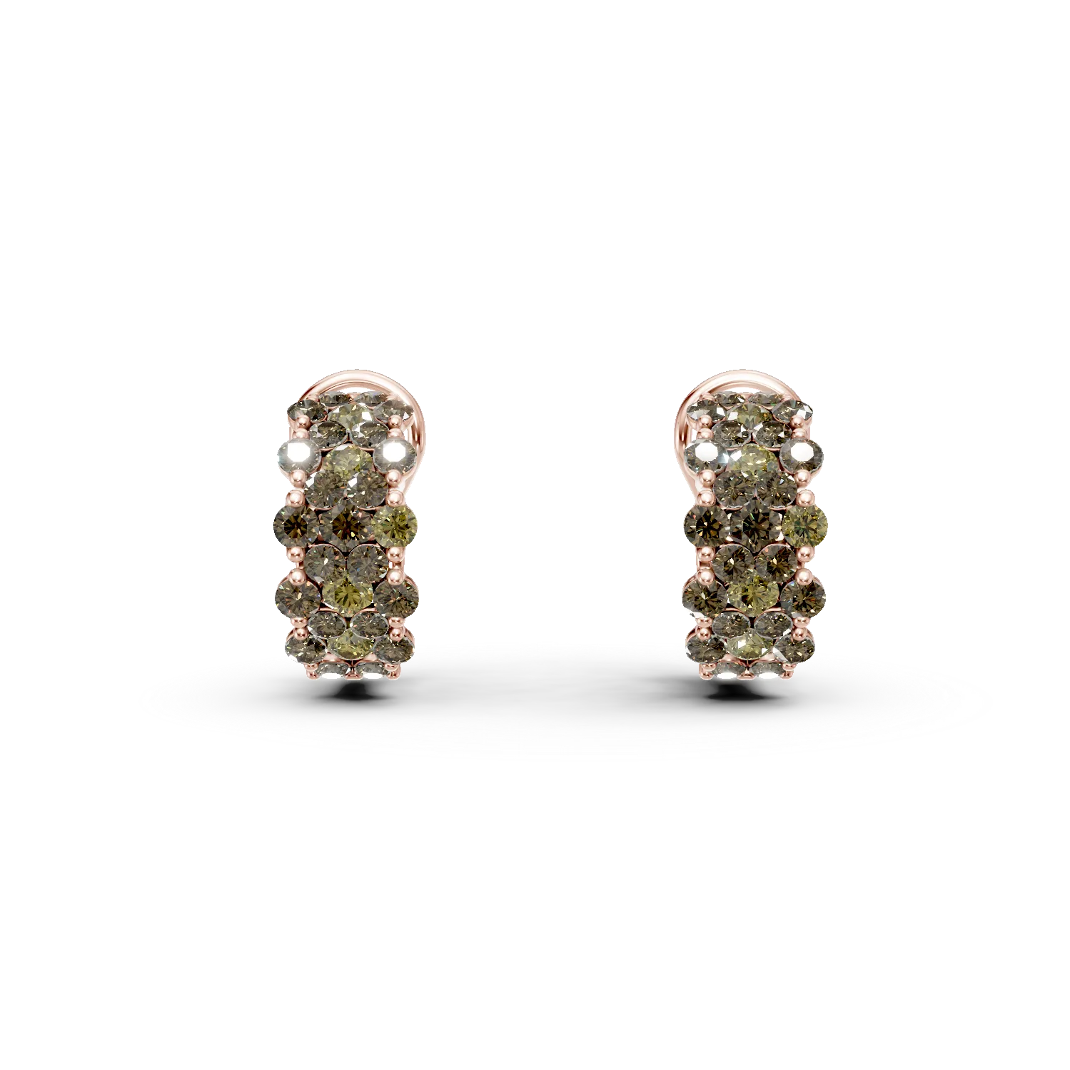 Cercei on-ear din aur galben cu diamante multicolore de 1.7ct