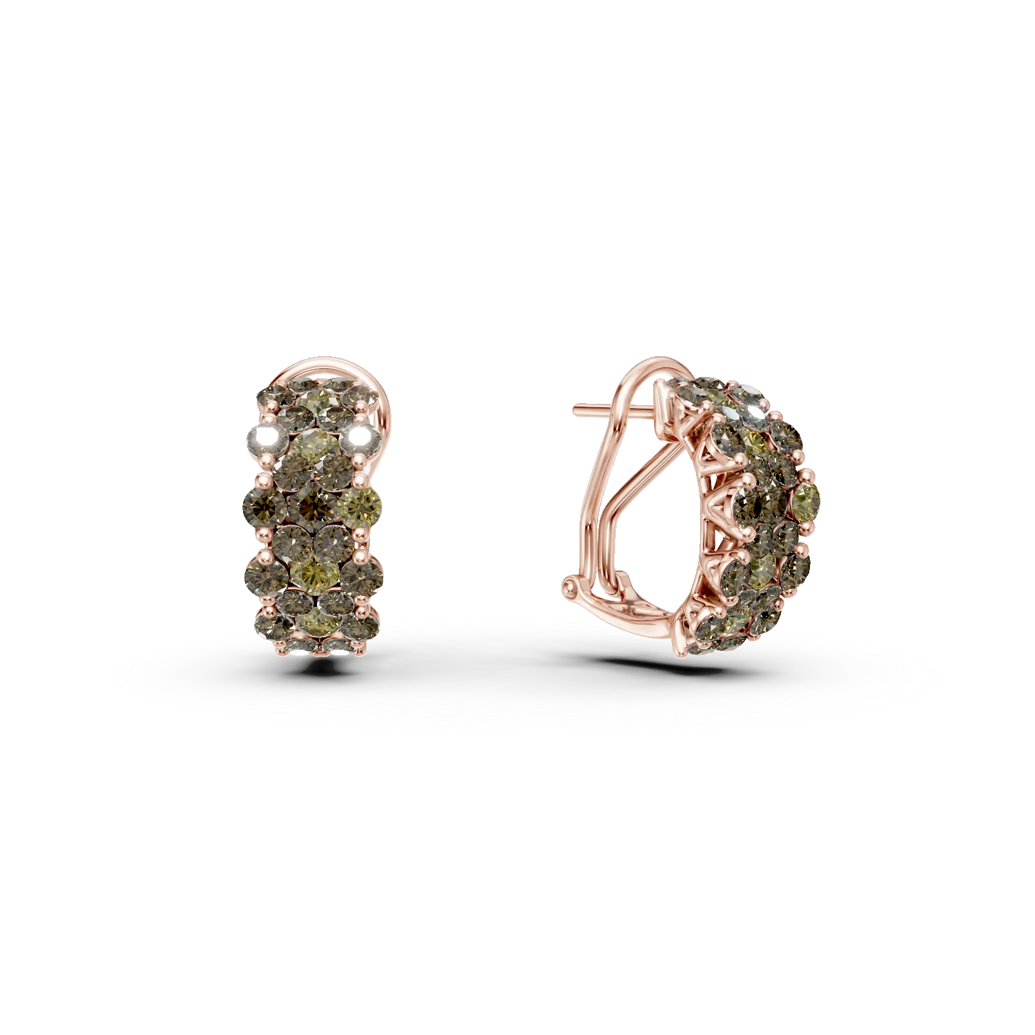 Cercei on-ear din aur galben cu diamante multicolore de 1.7ct