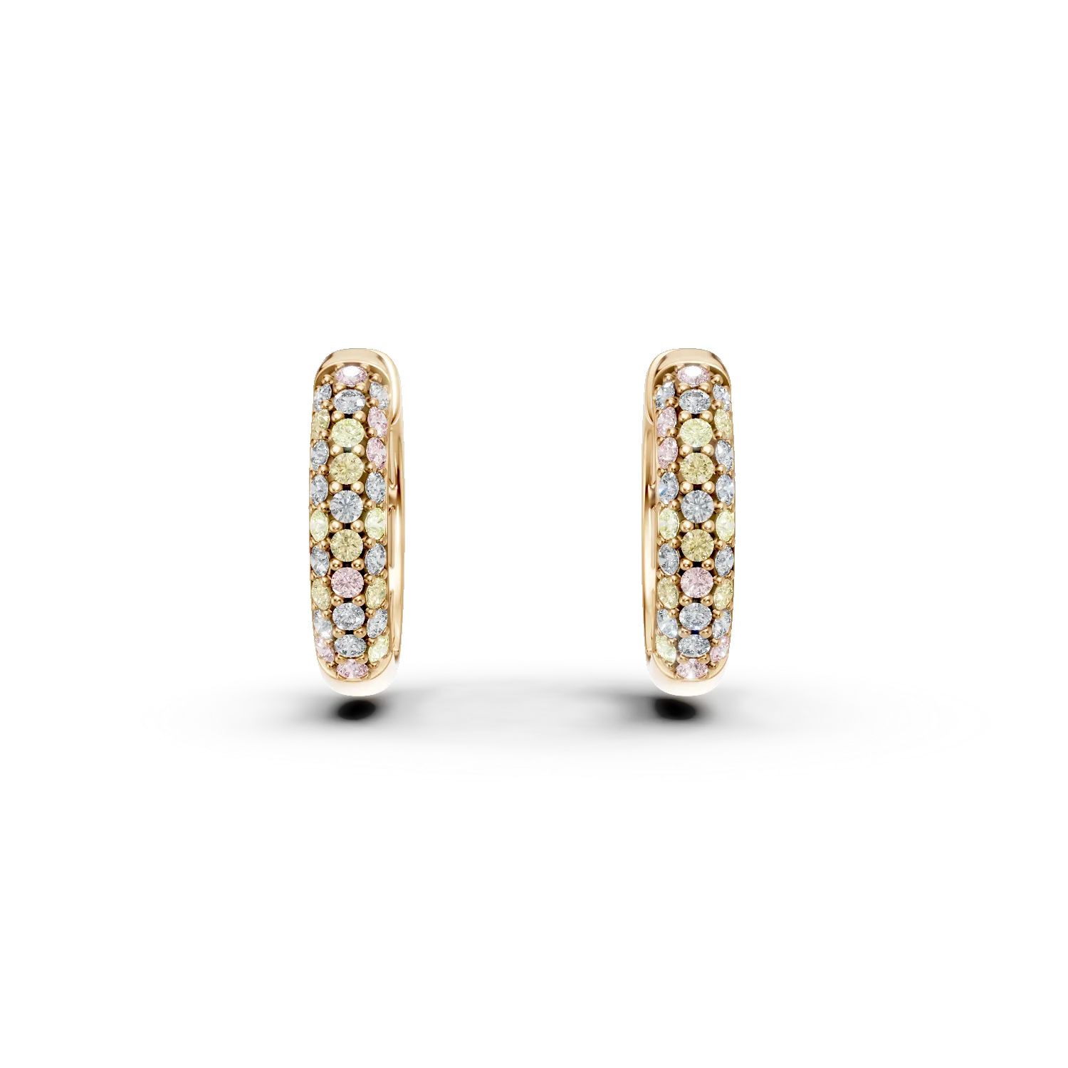 Okrągłe kolczyki z żółtego złota z wielobarwnymi diamentami o masie 0.75ct-172706