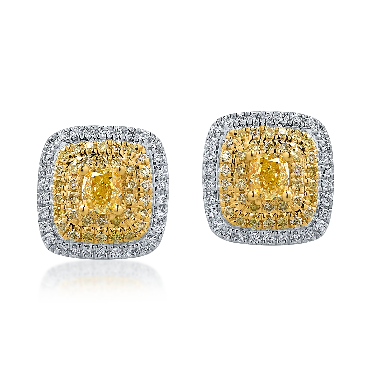 Yellow-white gold earrings with 0.7ct yellow and clear diamonds-182978