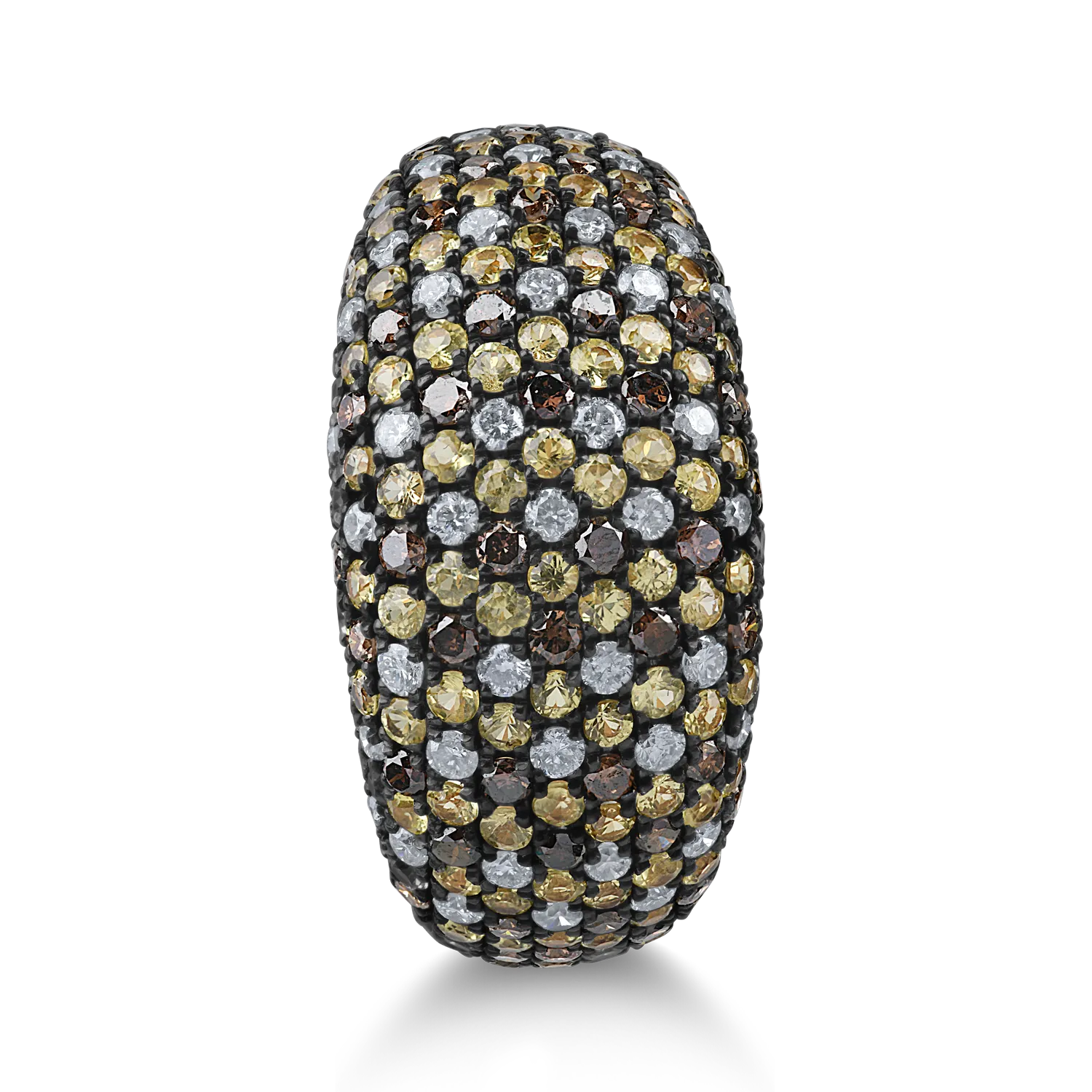 Микрозакрепващ пръстен от жълто злато с 1.7кт жълти сапфири и 1.3кт диаманти