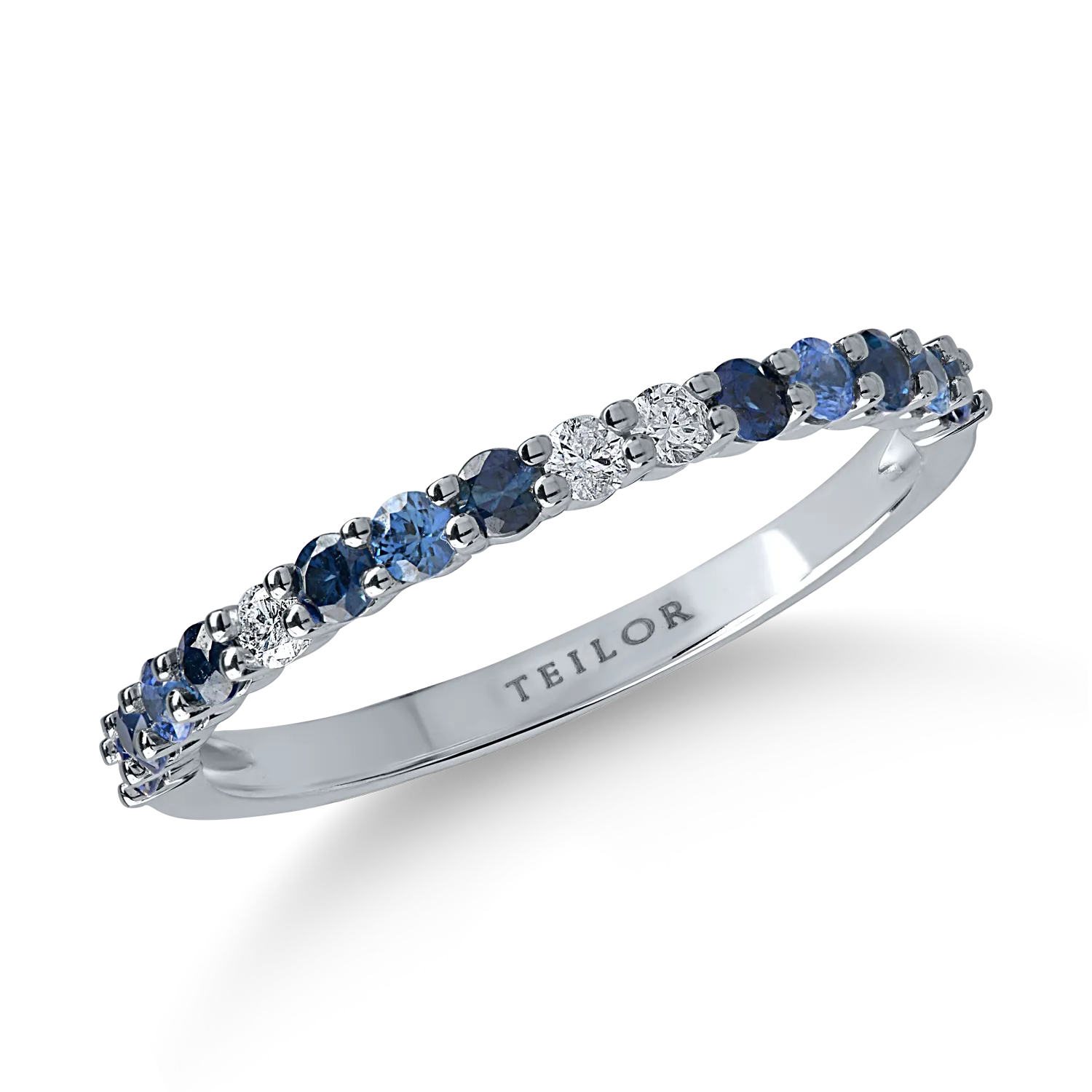 Inel semi eternity din aur alb cu safire de 0.48ct si diamante de 0.09ct-172797