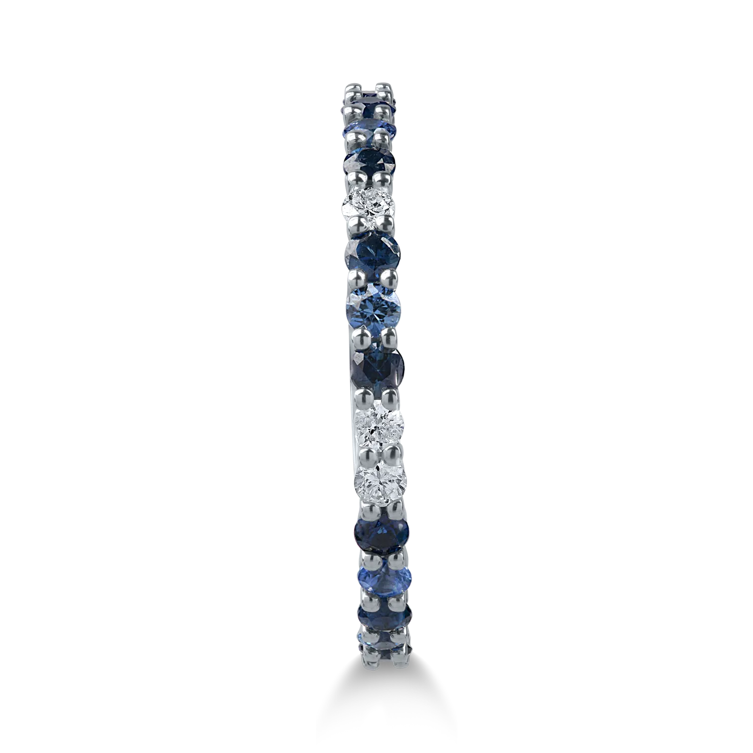 Inel semi eternity din aur alb cu safire de 0.48ct si diamante de 0.09ct