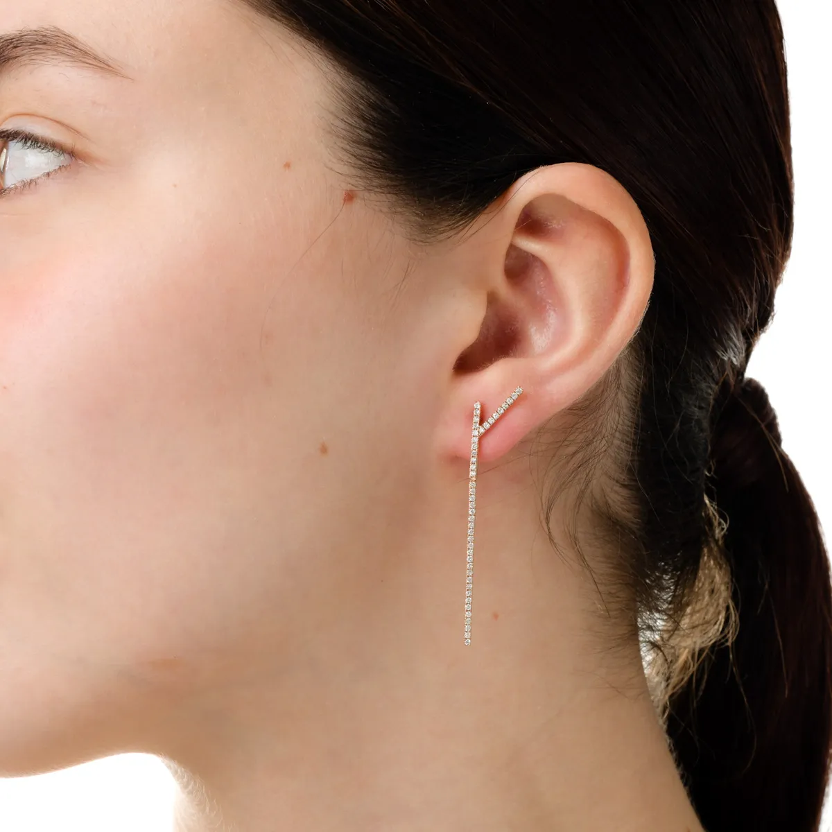 Rose gold long earrings with 0.62ct diamonds