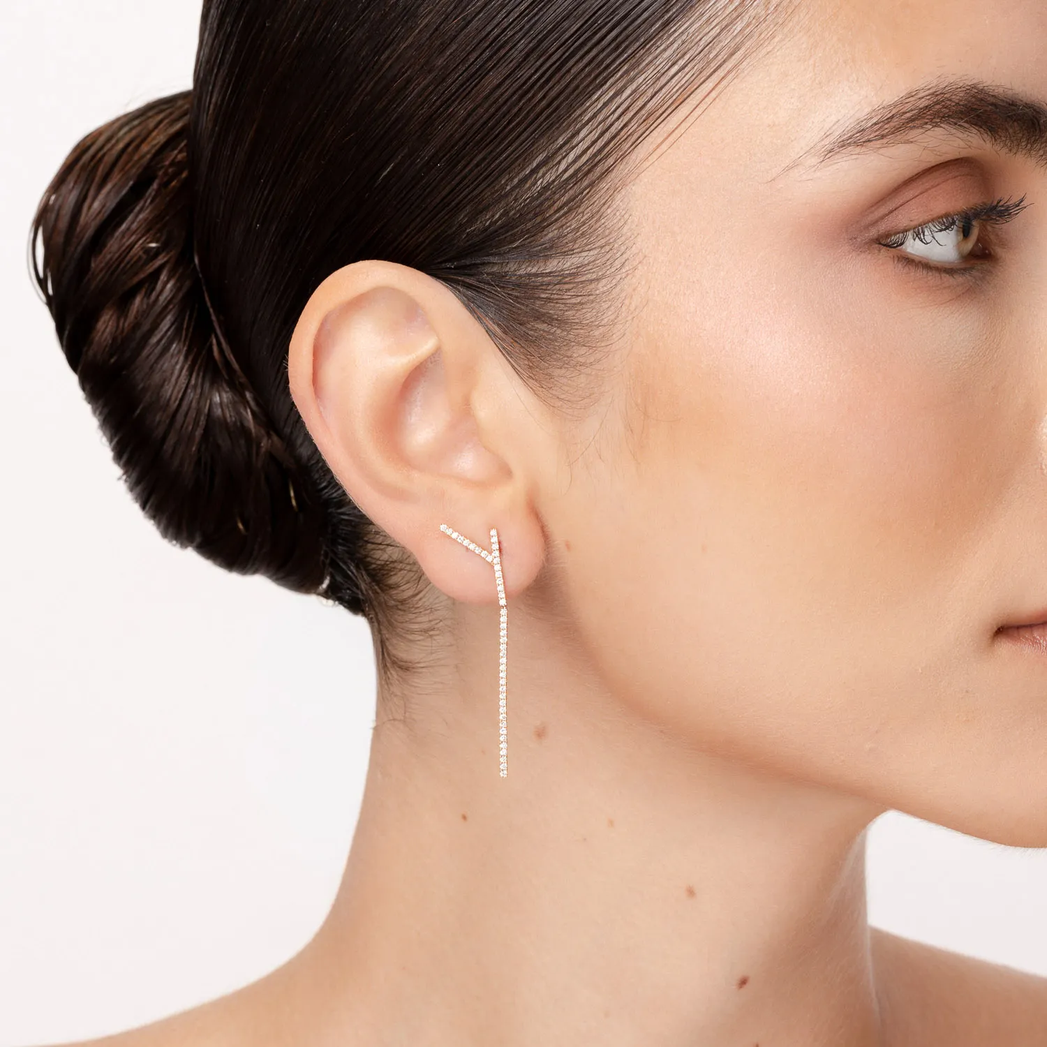 Rose gold long earrings with 0.6ct diamonds