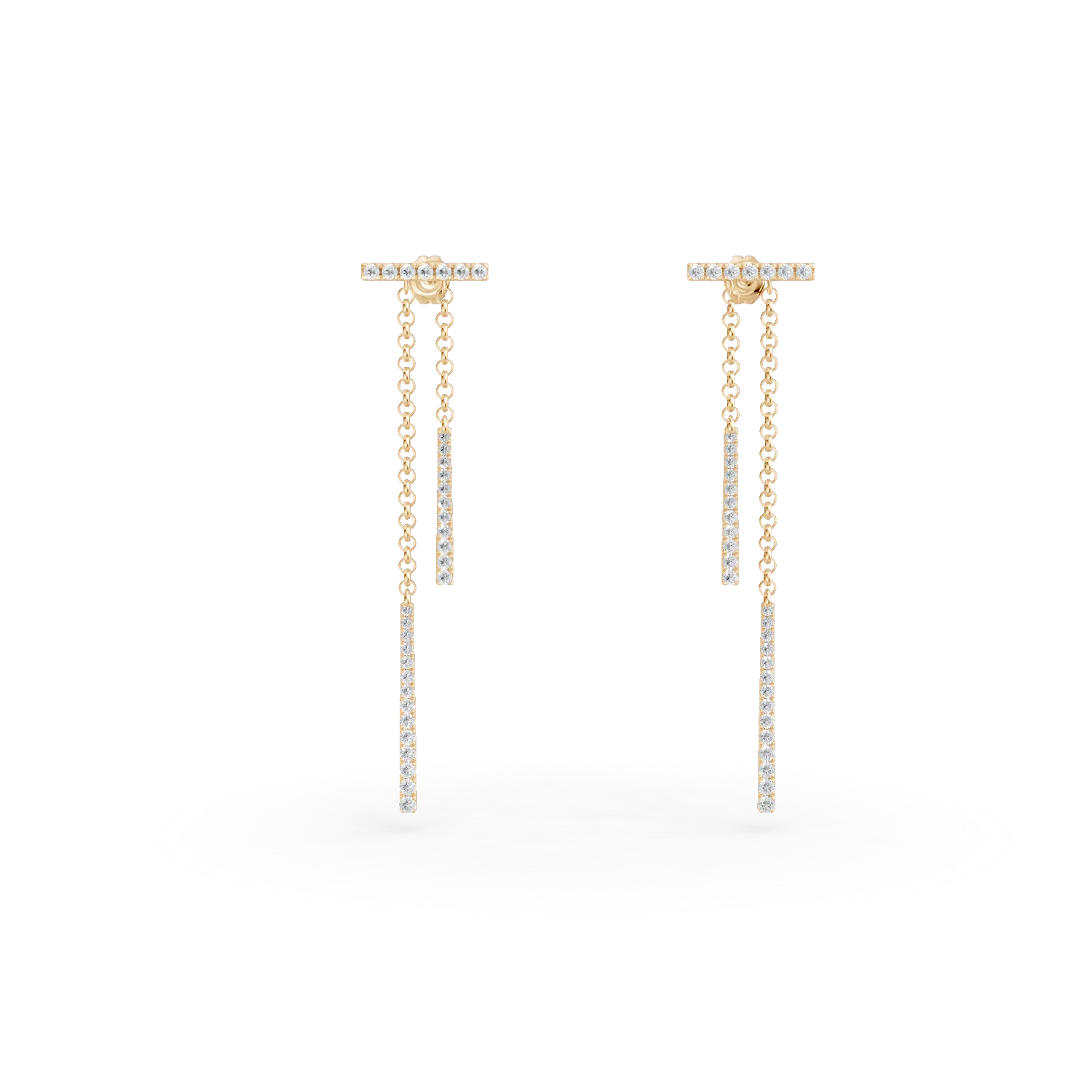 Długie kolczyki z żółtego złota z diamentami o masie 0.44ct